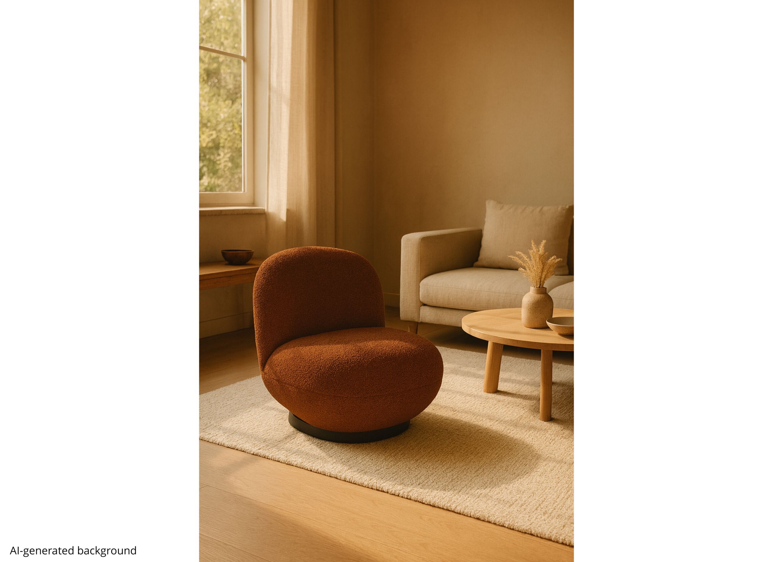 Sfeerfoto - Draaifauteuil Criollo 91x95x71cm - bouclé - roestbruin