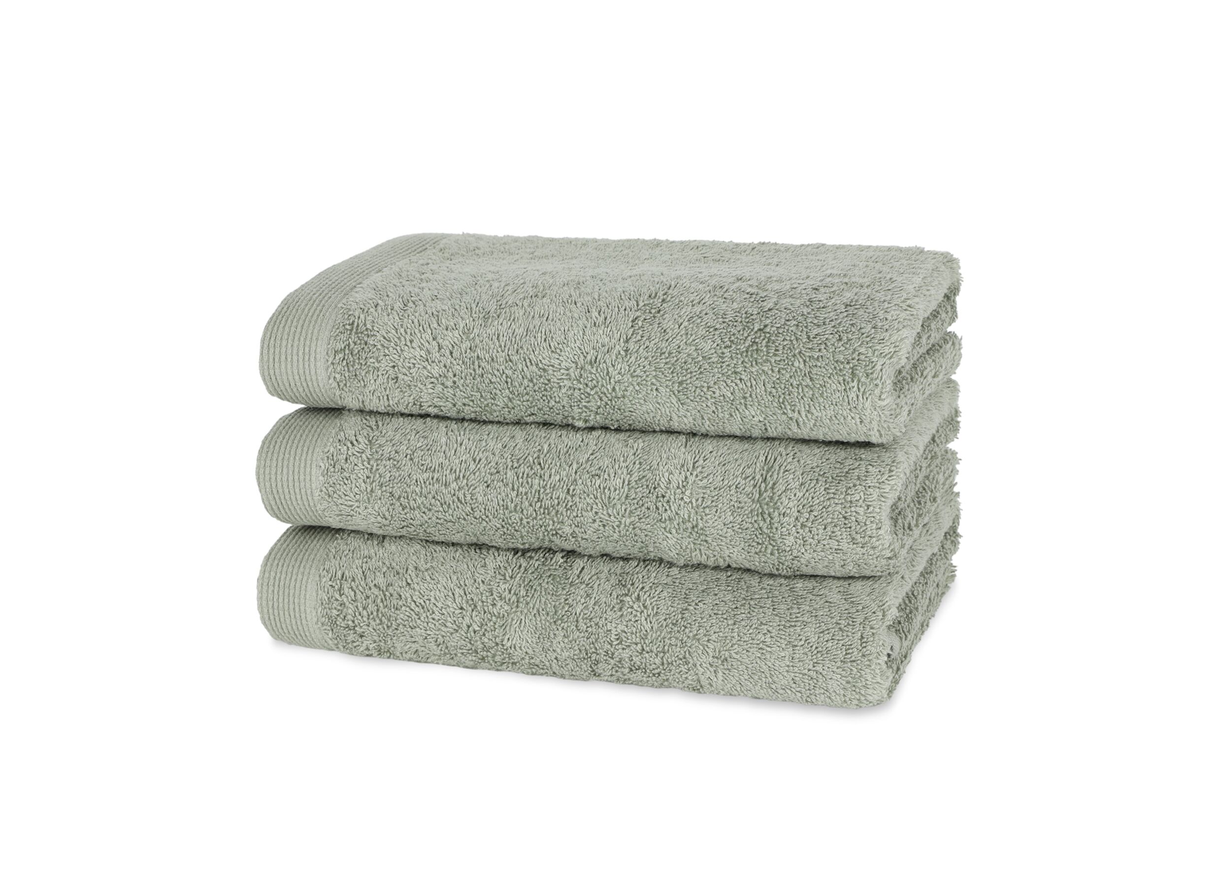 Handdoek Flora 50x100cm - katoen - olijfgroen - Serviette de bain Flora 50x100cm - coton - vert olive