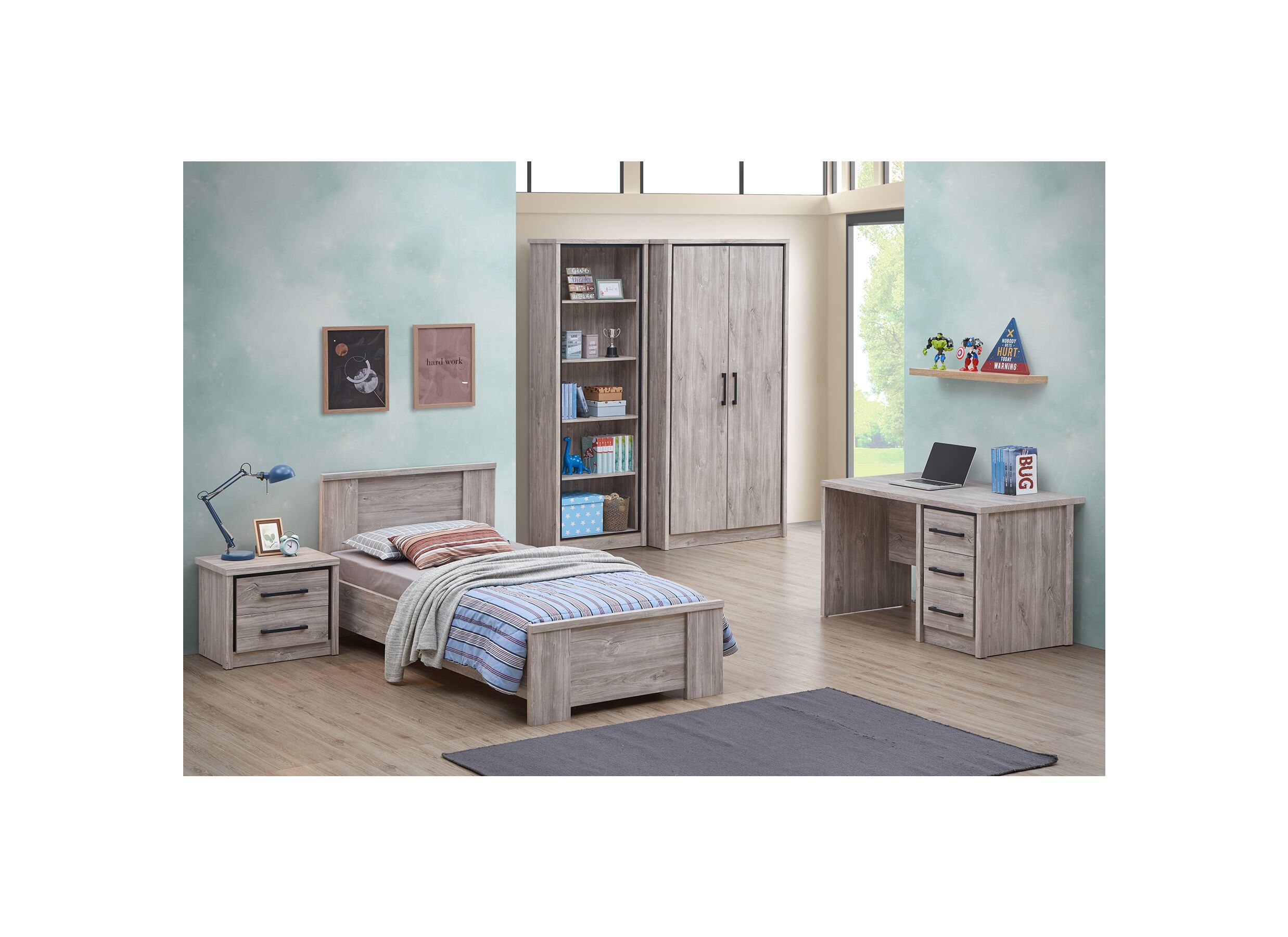 Garde-robe Elias 100cm - décor - chêne gris