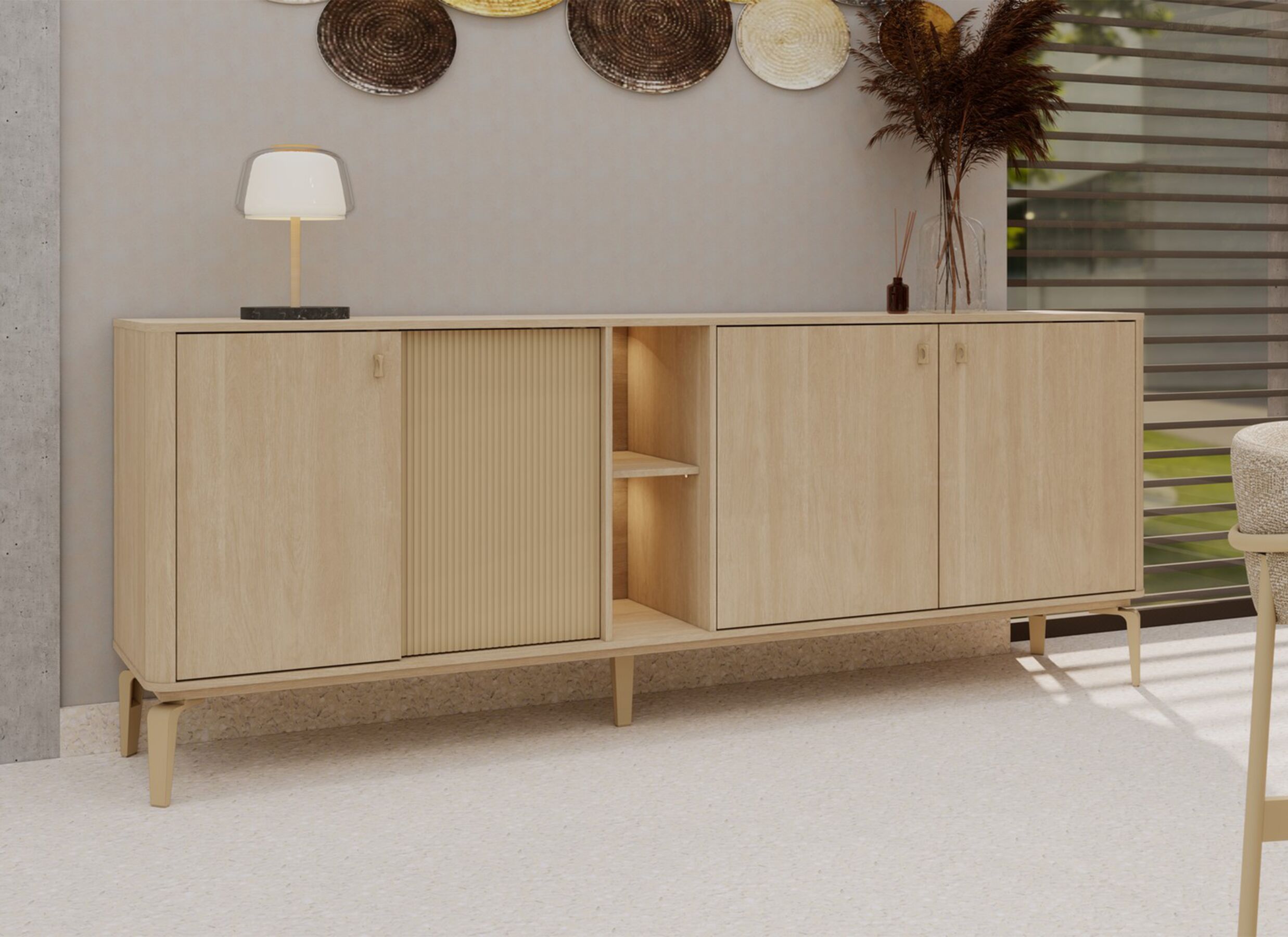 Foto ambiance - Buffet Ravello 210cm - décor - brushed sand oak nature