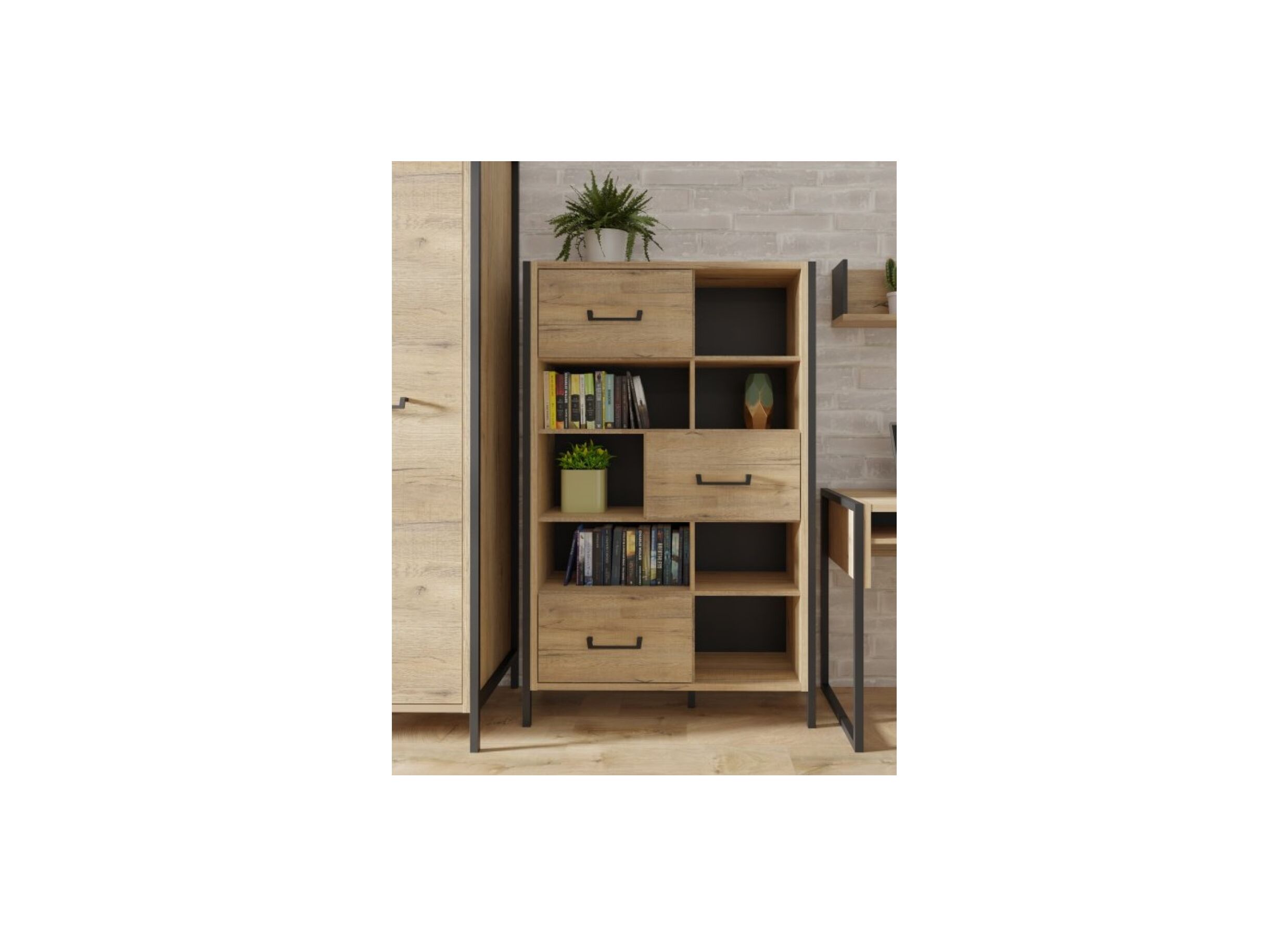 Boekenkast Oriental Tree 94,1x41,5x151,5cm - meubelplaat - bartex eik