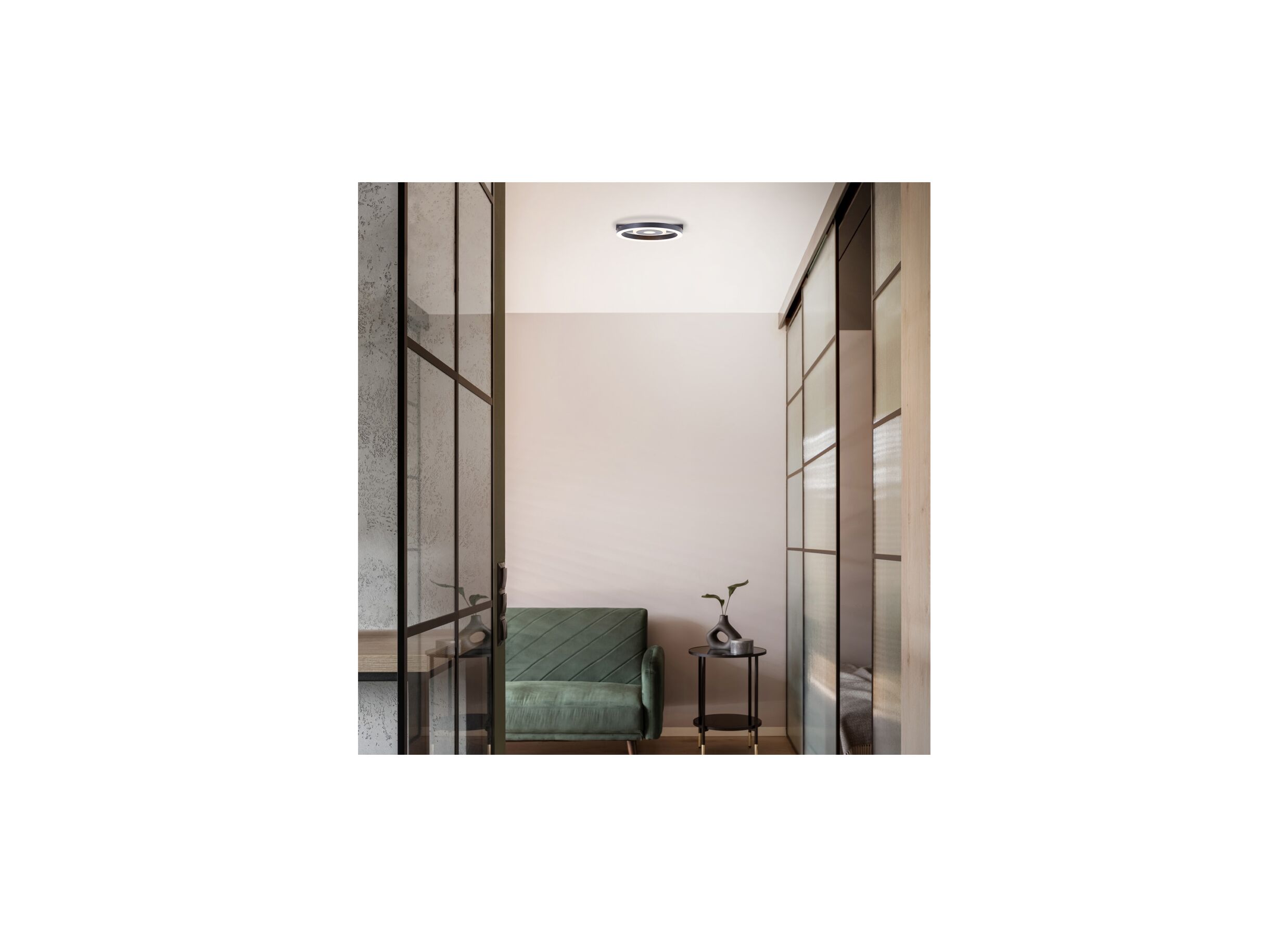 Sfeerfoto - Plafondlamp Maureen Ø20cm - metaal/kunststof - zwart