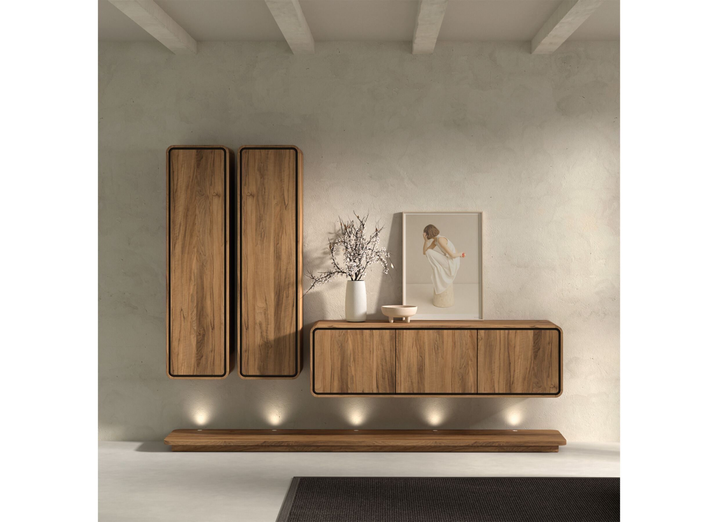 Foto ambiance - Plateau de base 261cm - mélamine - brushed walnut nature