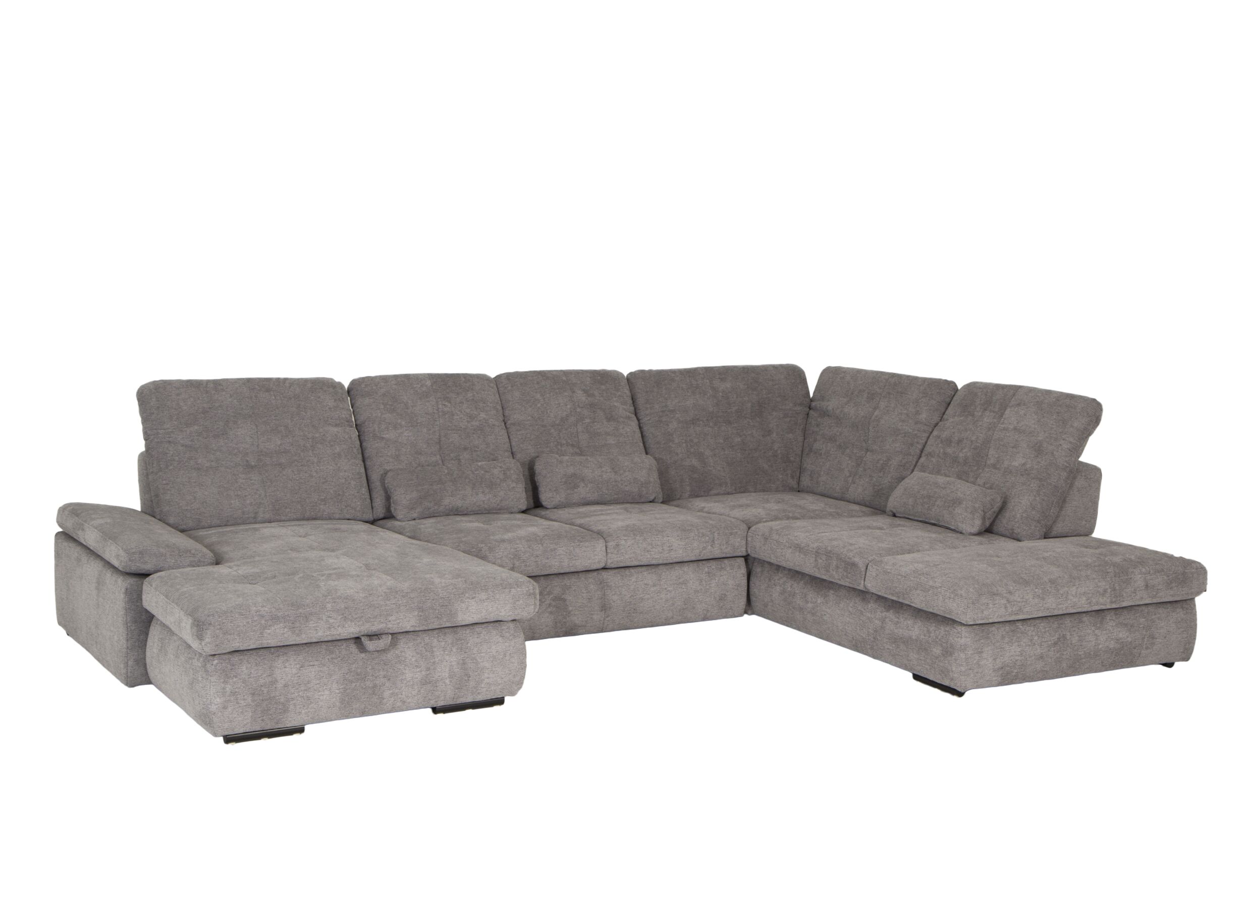 Canapé d'angle Artus 371x260m - tissu - gris