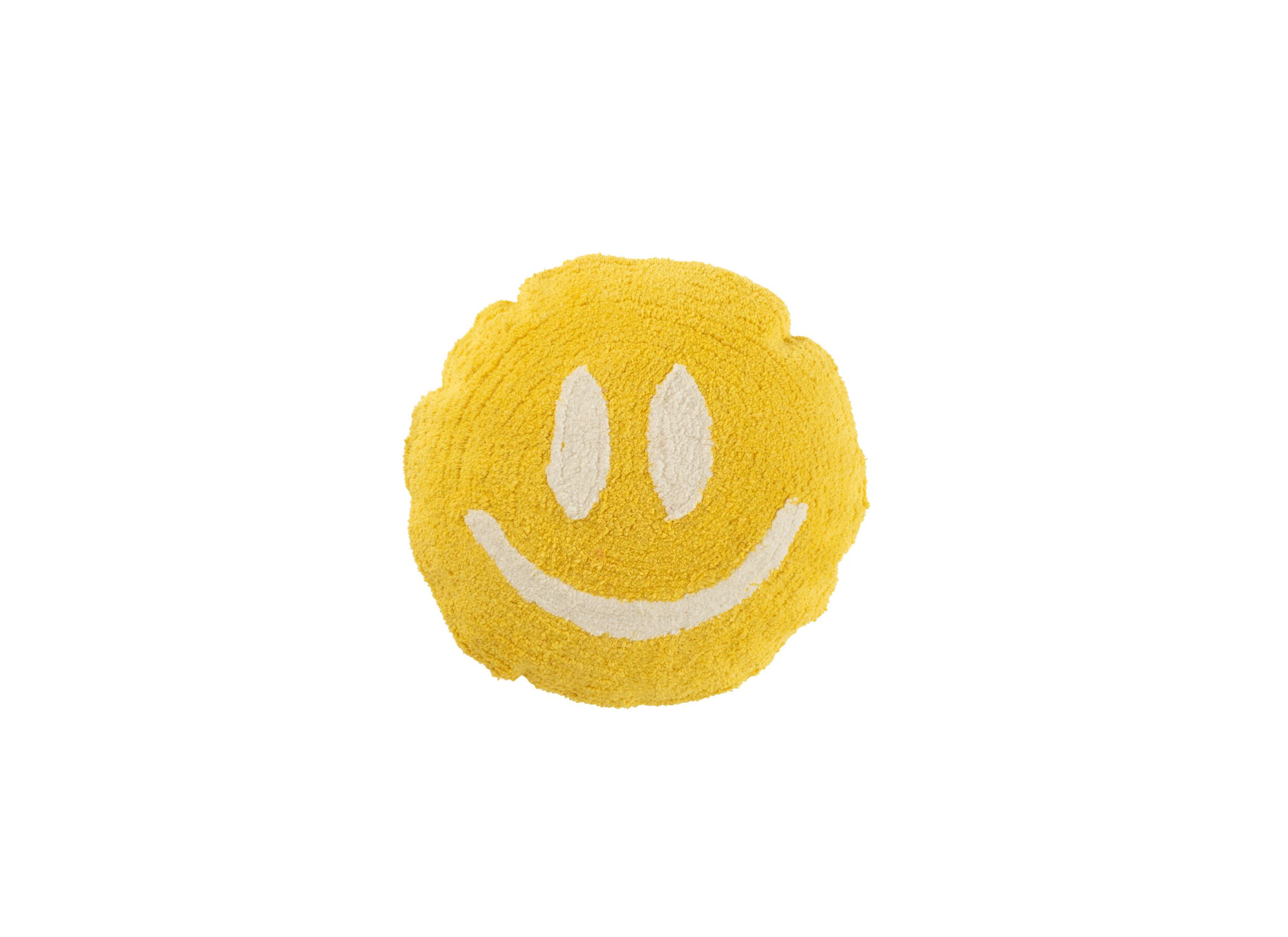 Plus Important - Coussin Smiley Ø45cm - coton - jaune