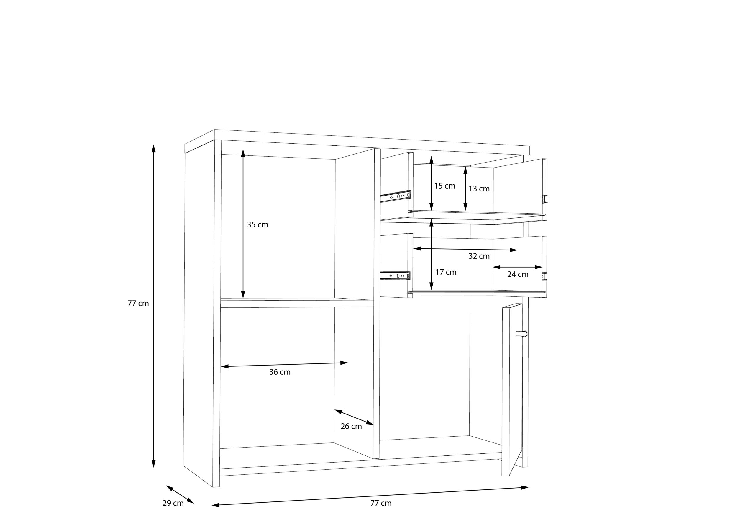 Armoire Best Chest 77x30x78cm - panneau décor - chêne artisanal/blanc
