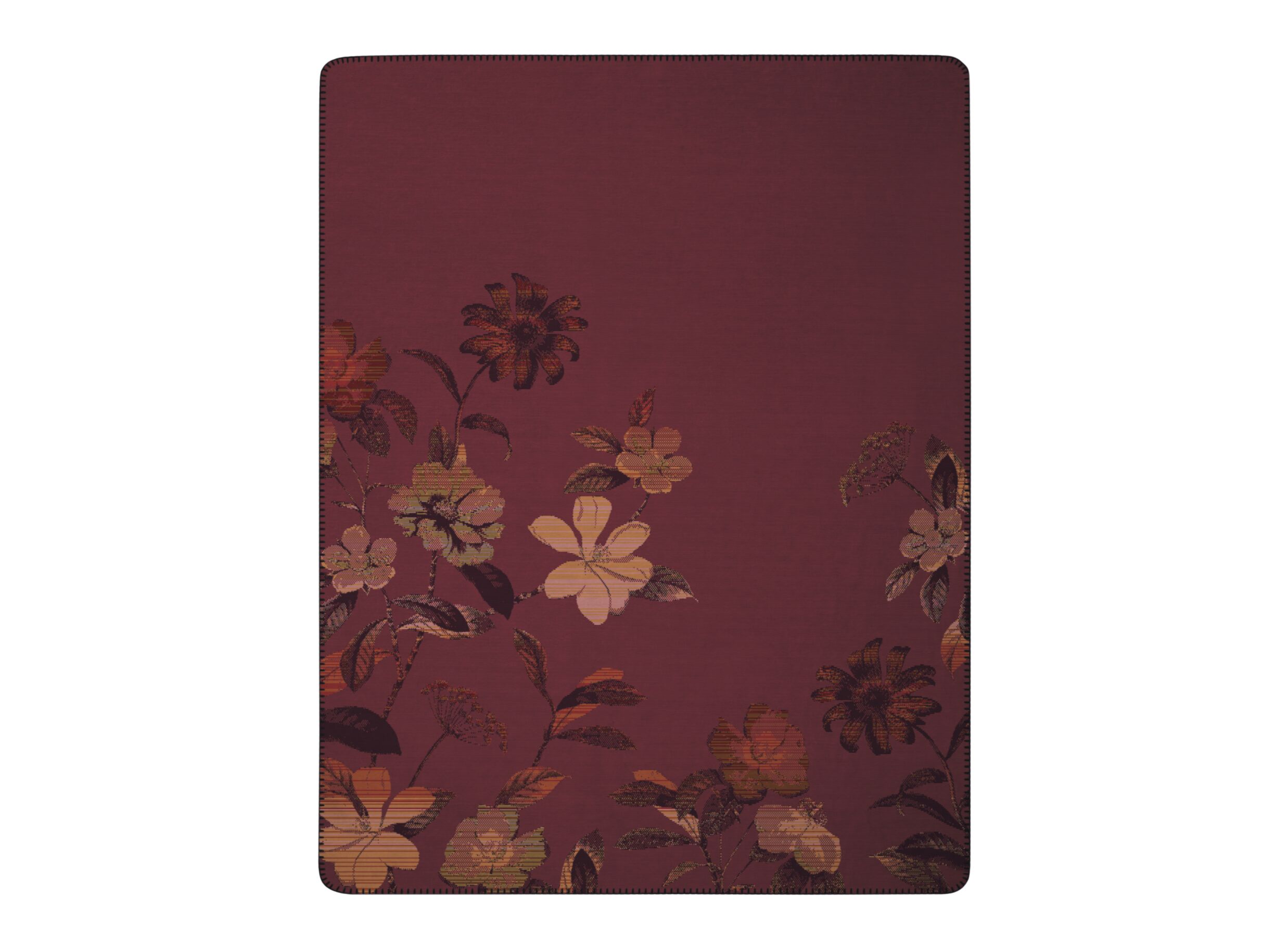 Aperçu - Plaid Velvet Bloom 150x200cm - polyester & coton - rouge