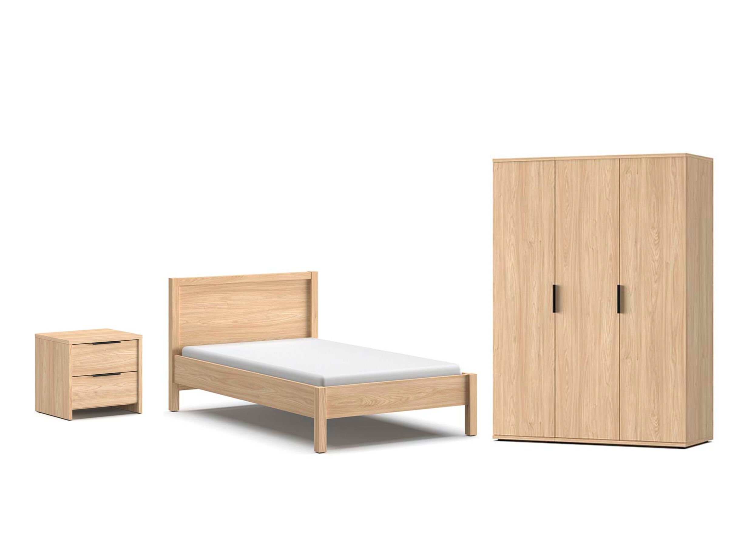 Kinderkamer Gloria met bed 120x200cm - 3-deurskast 150cm en 1 nachtkastje - Chambre enfant Gloria avec lit 120x200cm - armoire 3 portes 150cm et 1 table de chevet