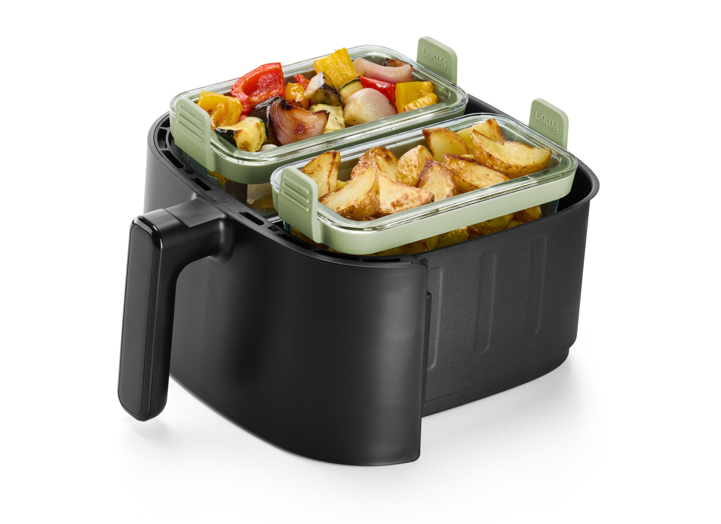 Foto ambiance - Lekue Airfryer Plat à four 20x9,5x9cm - verre & silicone - transparent lot de 2