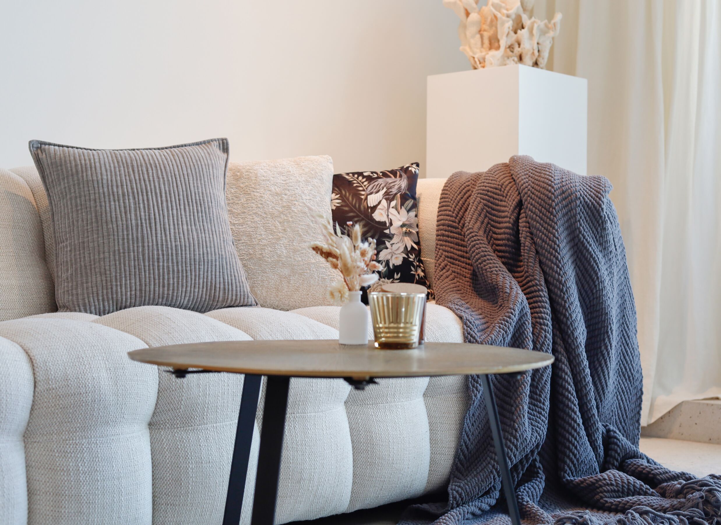 Foto ambiance - Coussin Juliette 45x45cm - tissu - gris clair