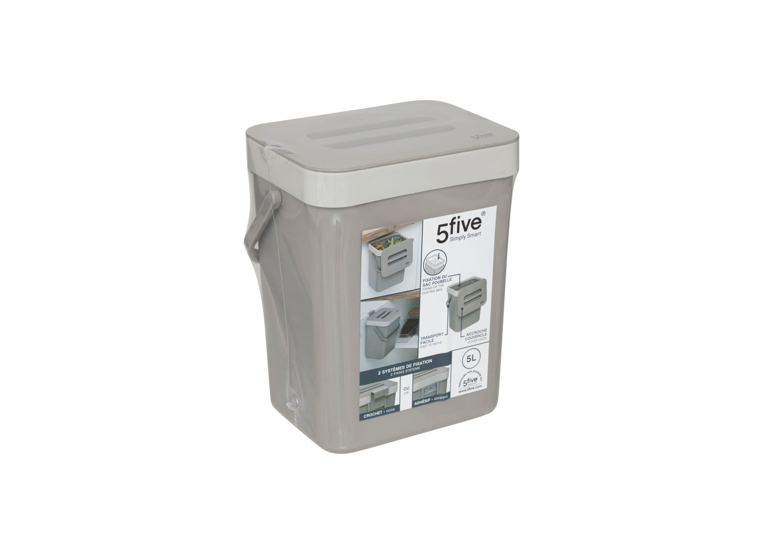 Overzichtsfoto - Tafelafvalemmer Compost 5L - kunststof - taupe