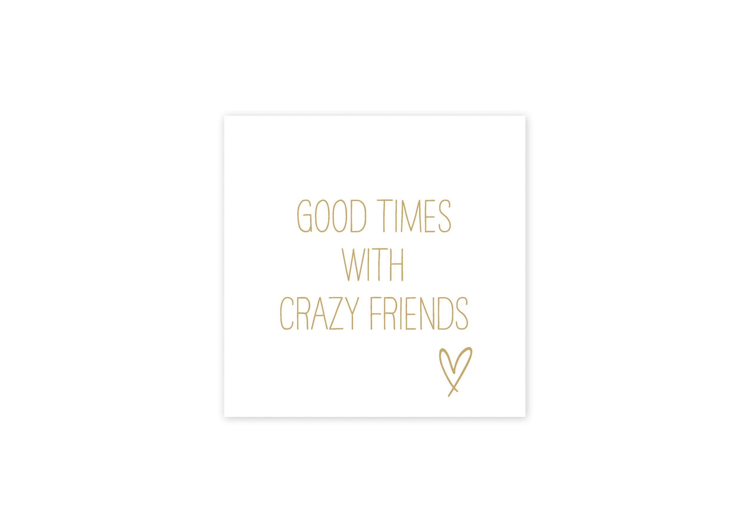 Serviette Crazy Friends 33x33cm goud 20 stuks