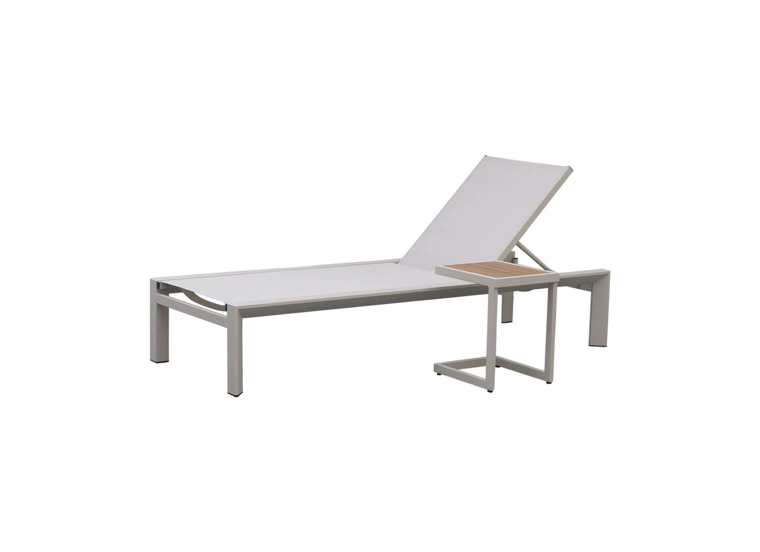 Photo ensemble - Table d'appoint Nirvana 40x32x45cm - aluminium/polywood - greige