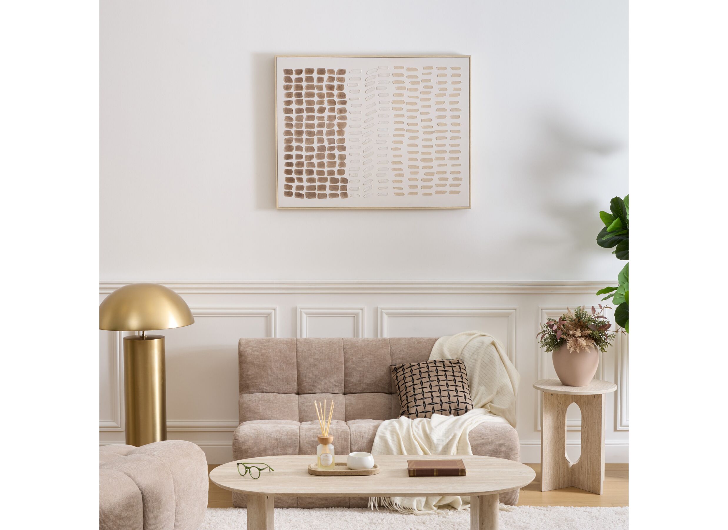 Foto ambiance - Impression sur toile 3D Lydia 78x100cm - MDF & polyester - beige