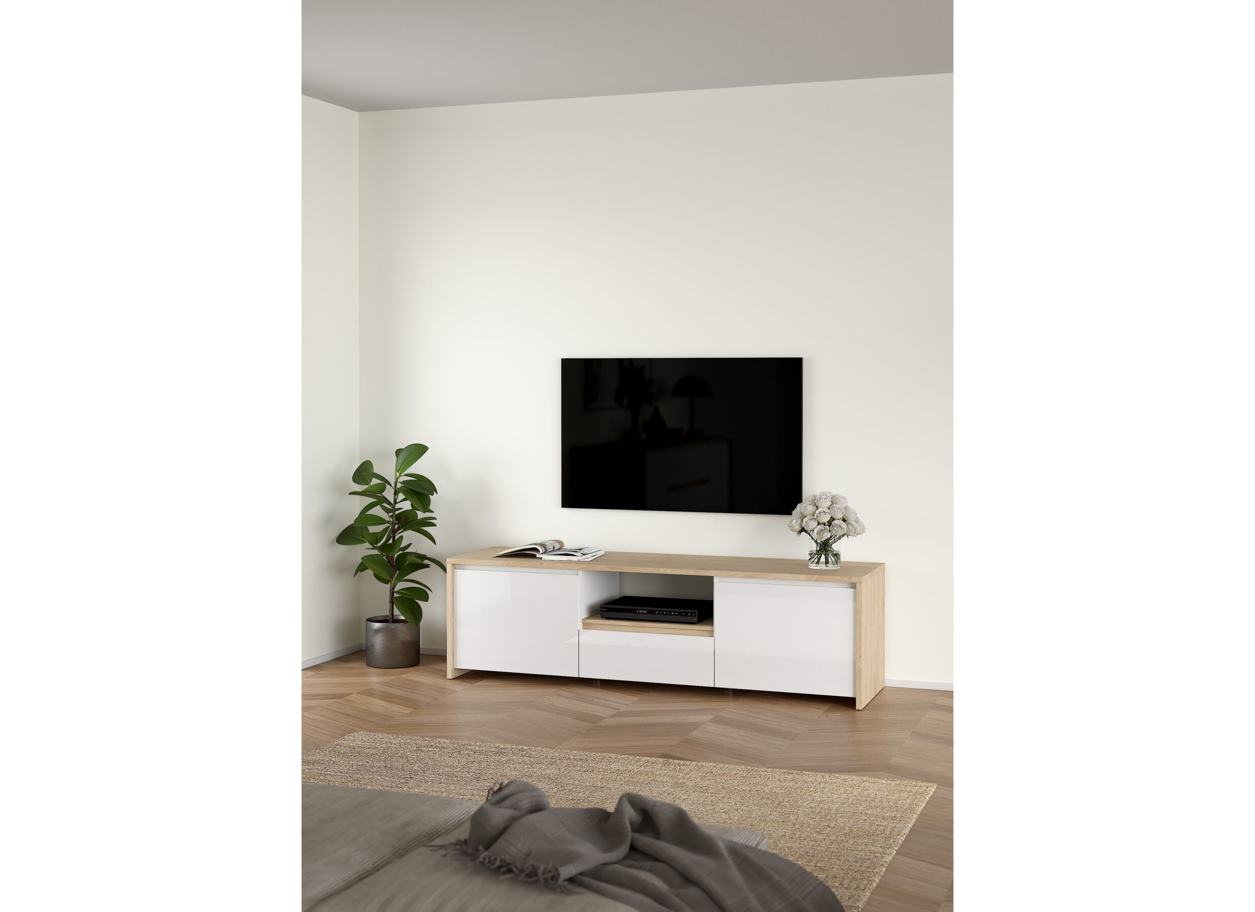 Sfeerfoto - Tv-meubel Next 179cm - decor - wit & jackson hickory