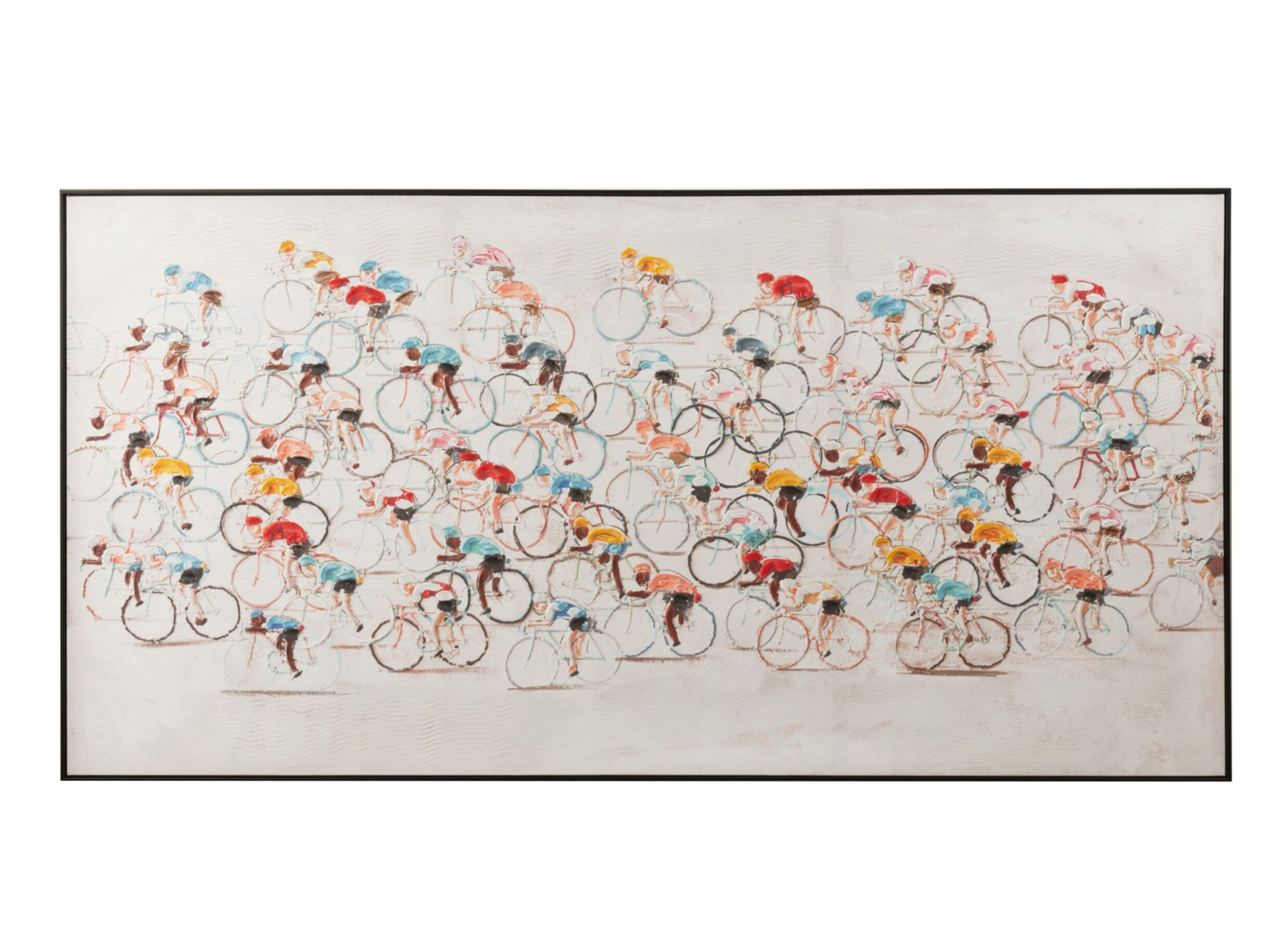Hoofdfoto - Schilderij Wielrenners 180x100cm - canvas - multicolor