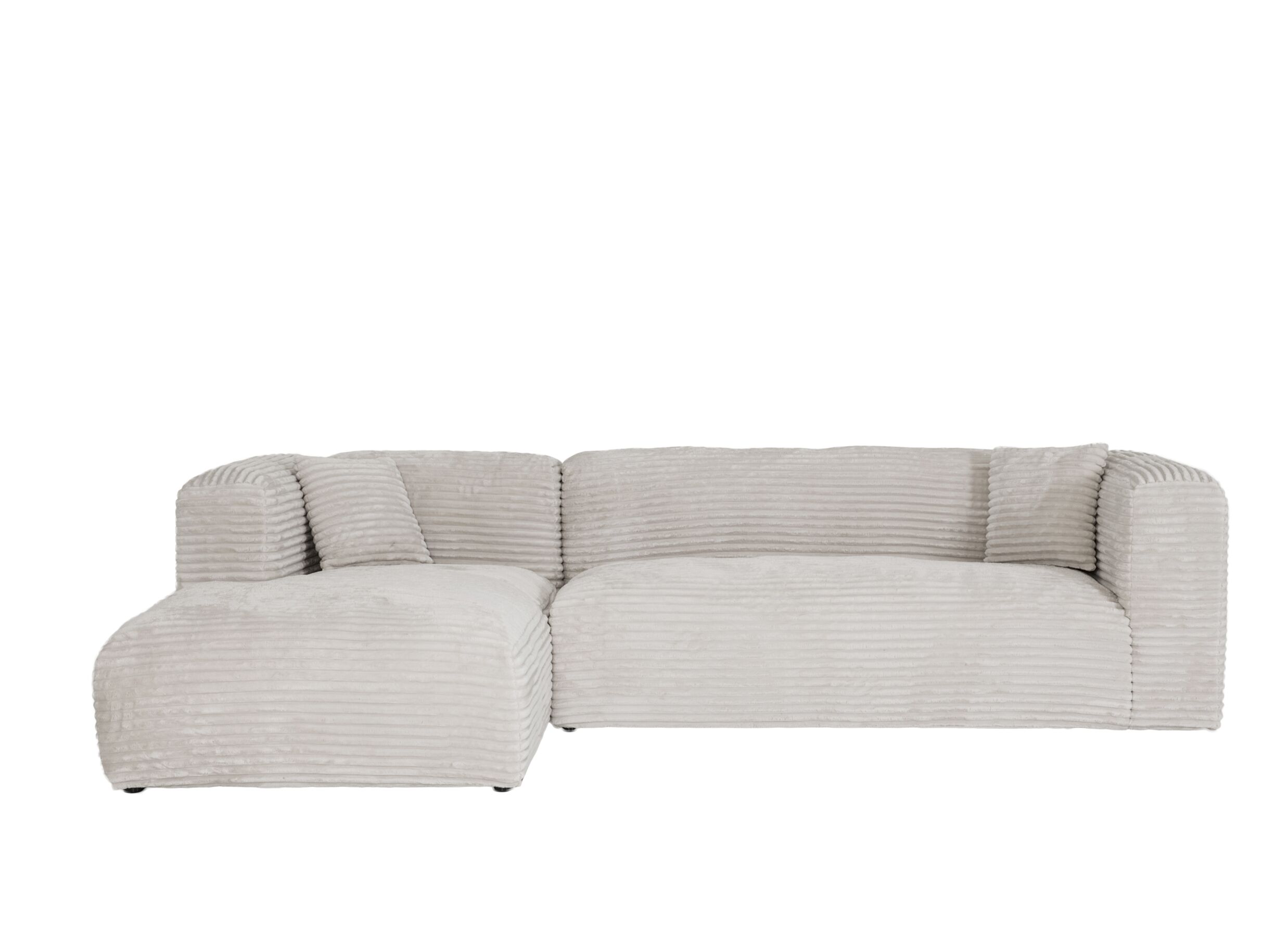 Aperçu - Canapé d'angle Nuoro HB 295x170cm - velours côtelé - blanc