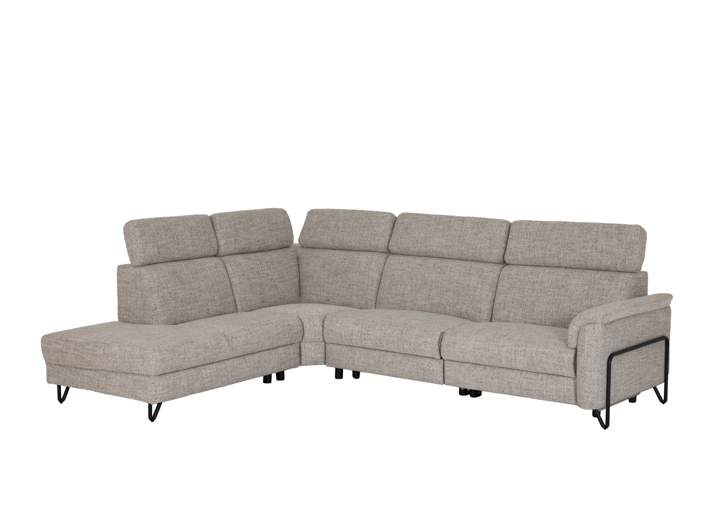 Aperçu - Canapé d'angle Azul 294x230cm - tissu - greige avec relax