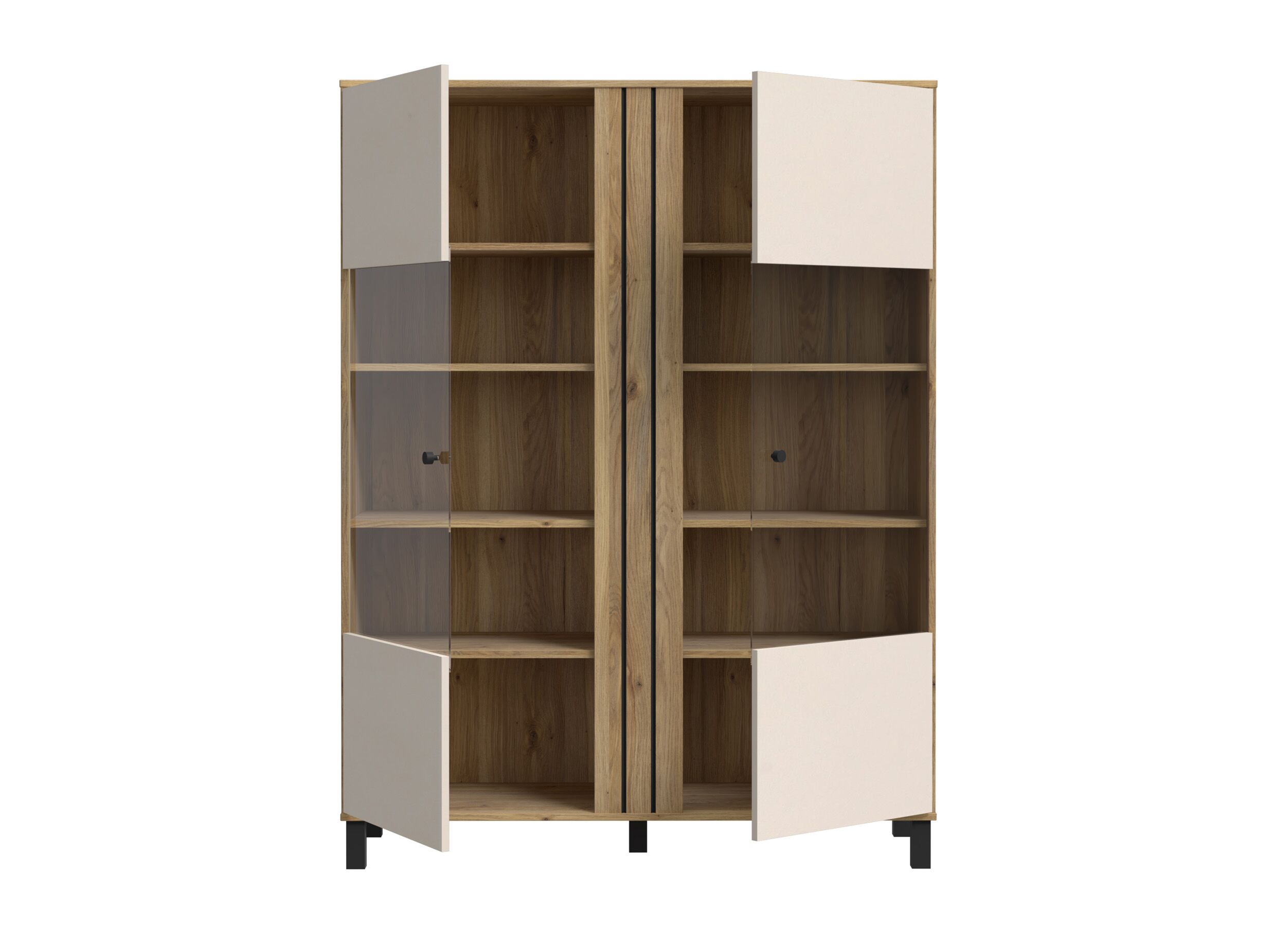 Indeling - Vitrinekast Killarney 121cm - decor - mauvela oak/sand