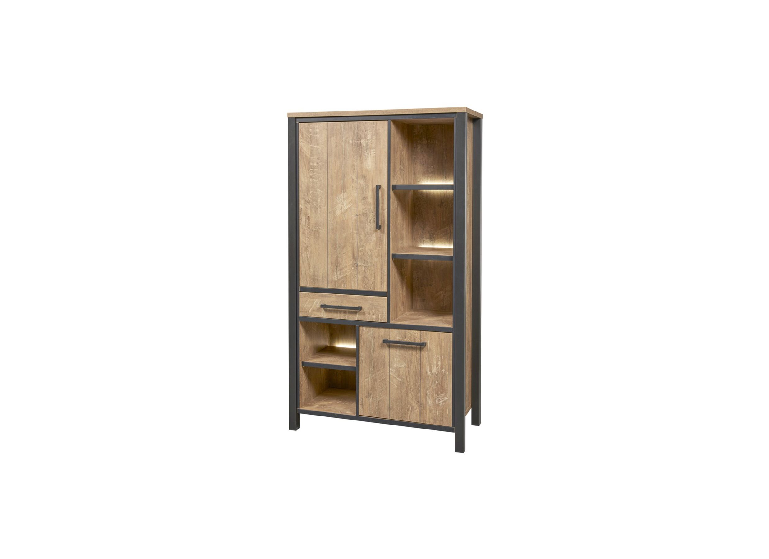 Barkast 107cm - decor - oranje teakhout/matzwart