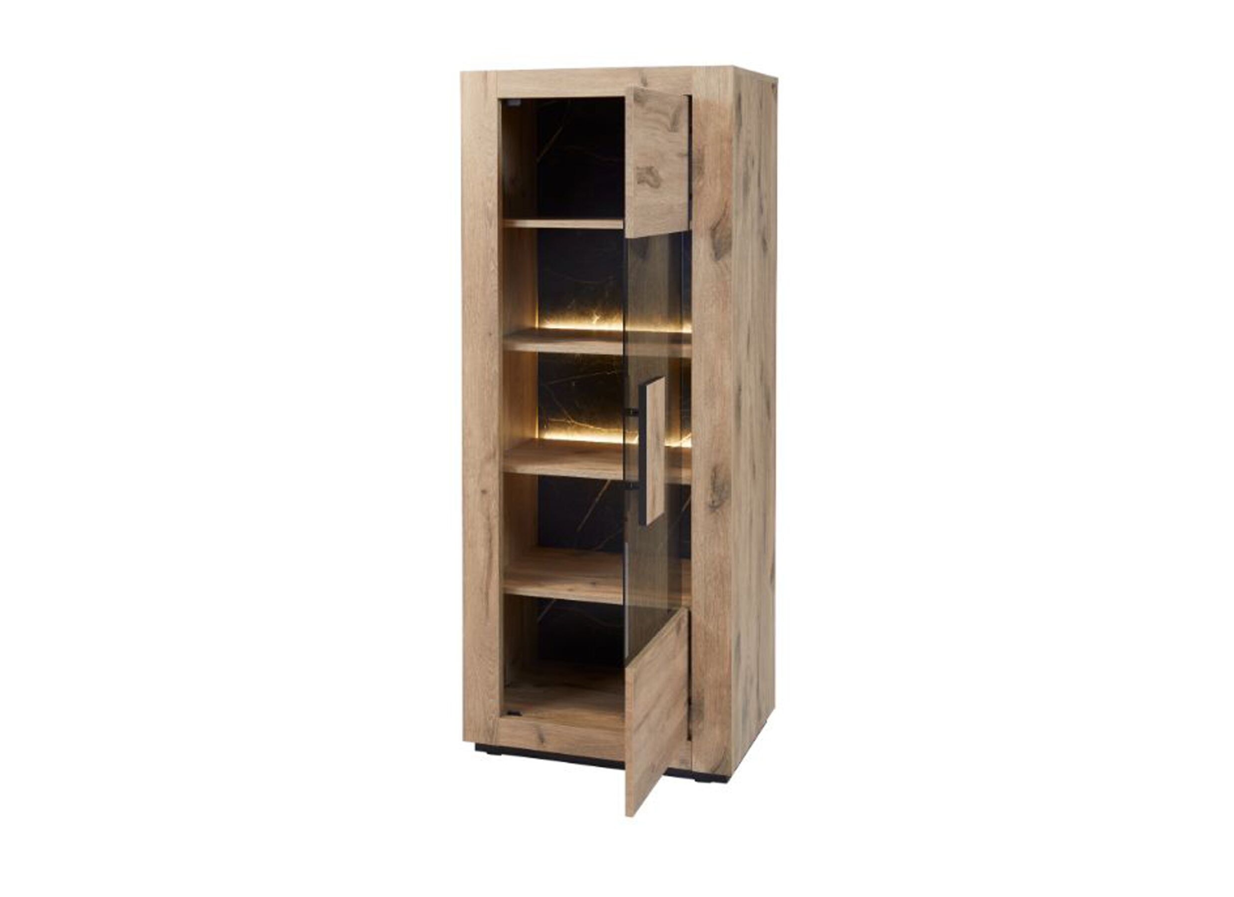 Overzichtsfoto - Vitrinekast Sacha 70cm - melamine - canyon oak & marble