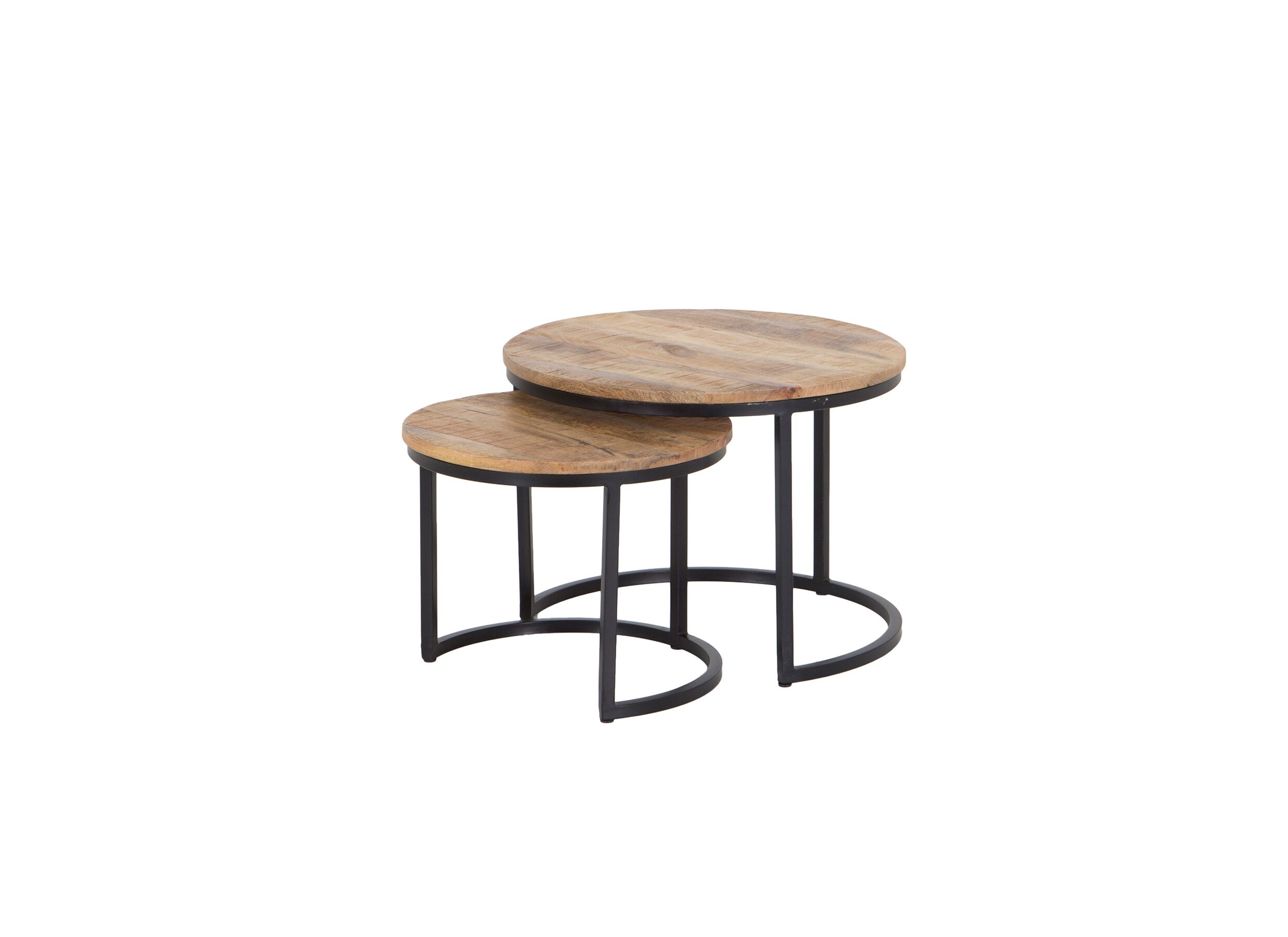 Table d'appoint Half Moon lot de 2 - manguier massif & métal - naturel