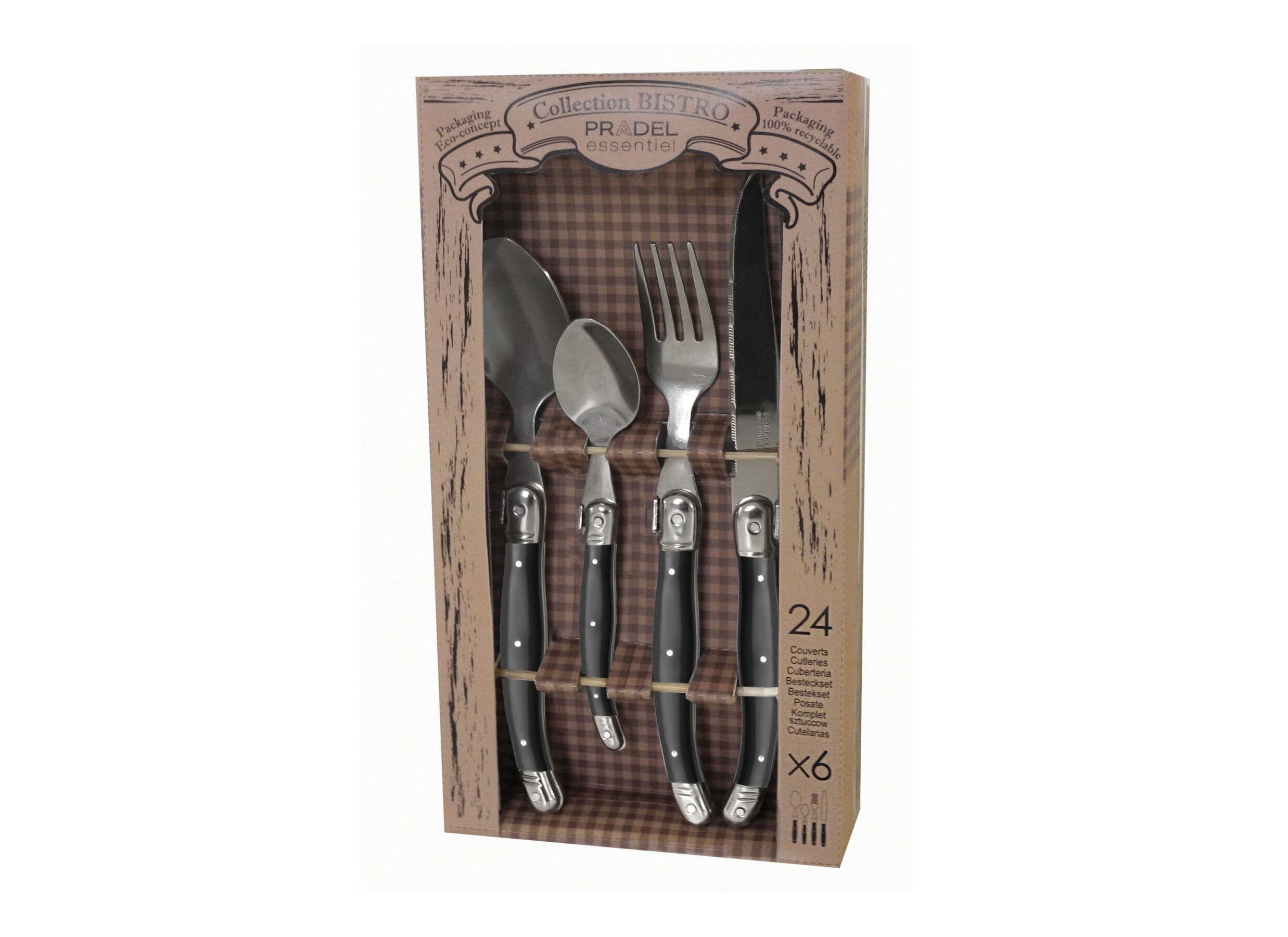 Bestek Rustic 24-delig - roestvrij staal - grijs - Couvert Rustic 24 pièces - acier inox - gris