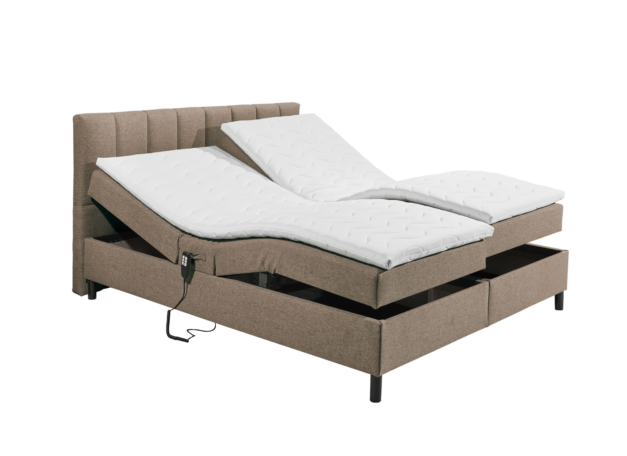 Overzichtsfoto - Bedbox Miralindo 180x200cm - stof - bruin elektrisch