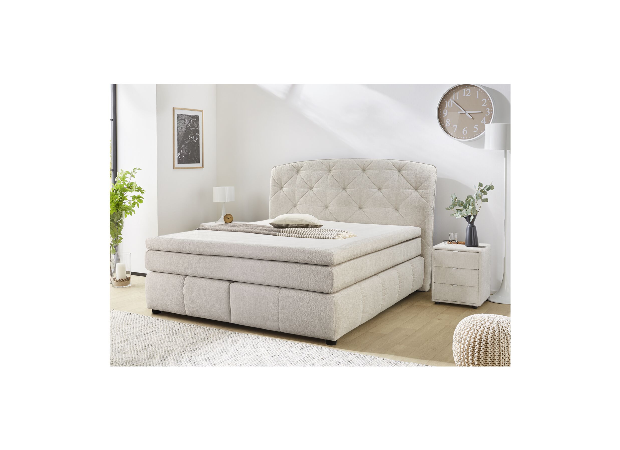 Boxspring Mila Mix 180x200cm tissu beige - Boxspring Mila Mix 180x200cm tissu beige