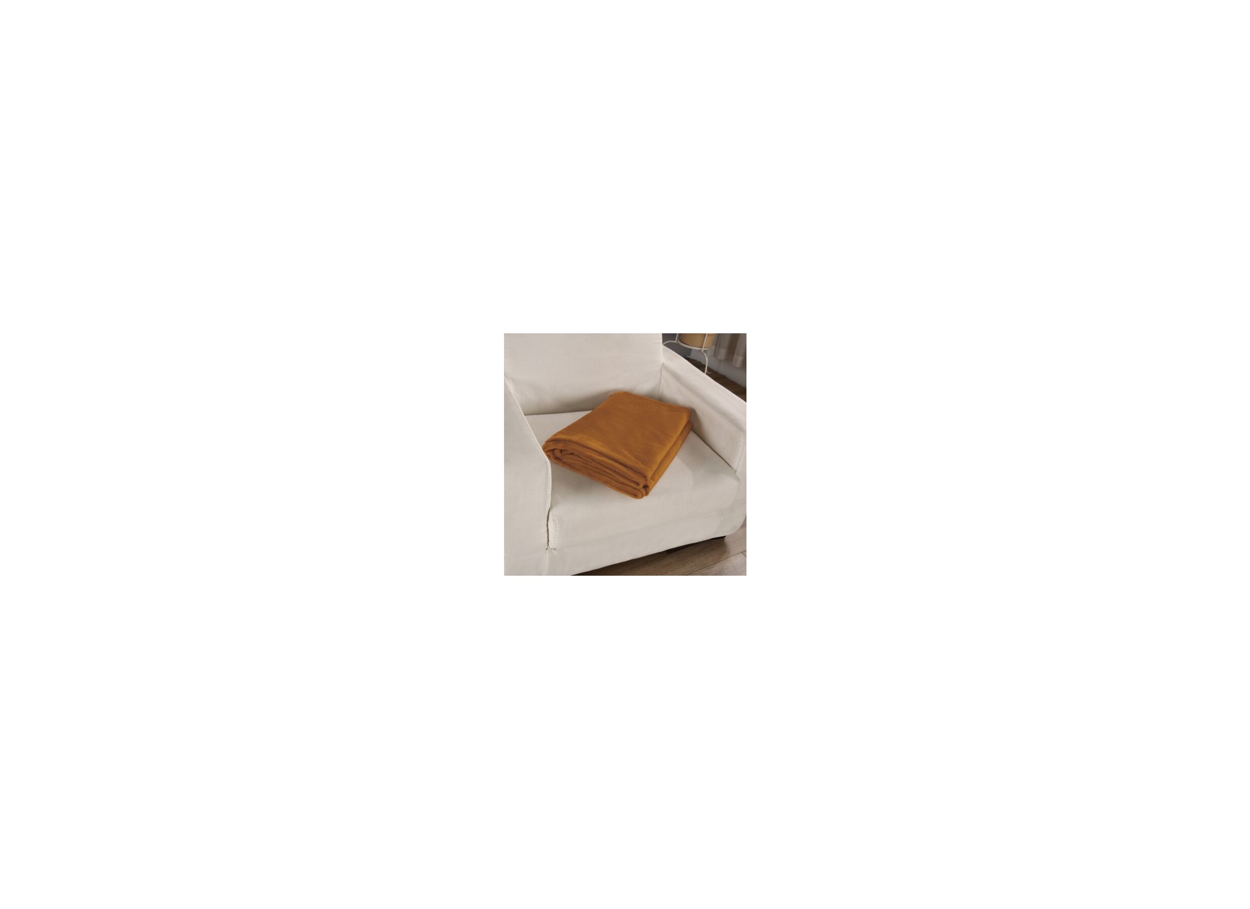 Sfeerfoto - Plaid Abby 130x180cm - flanel - cognac