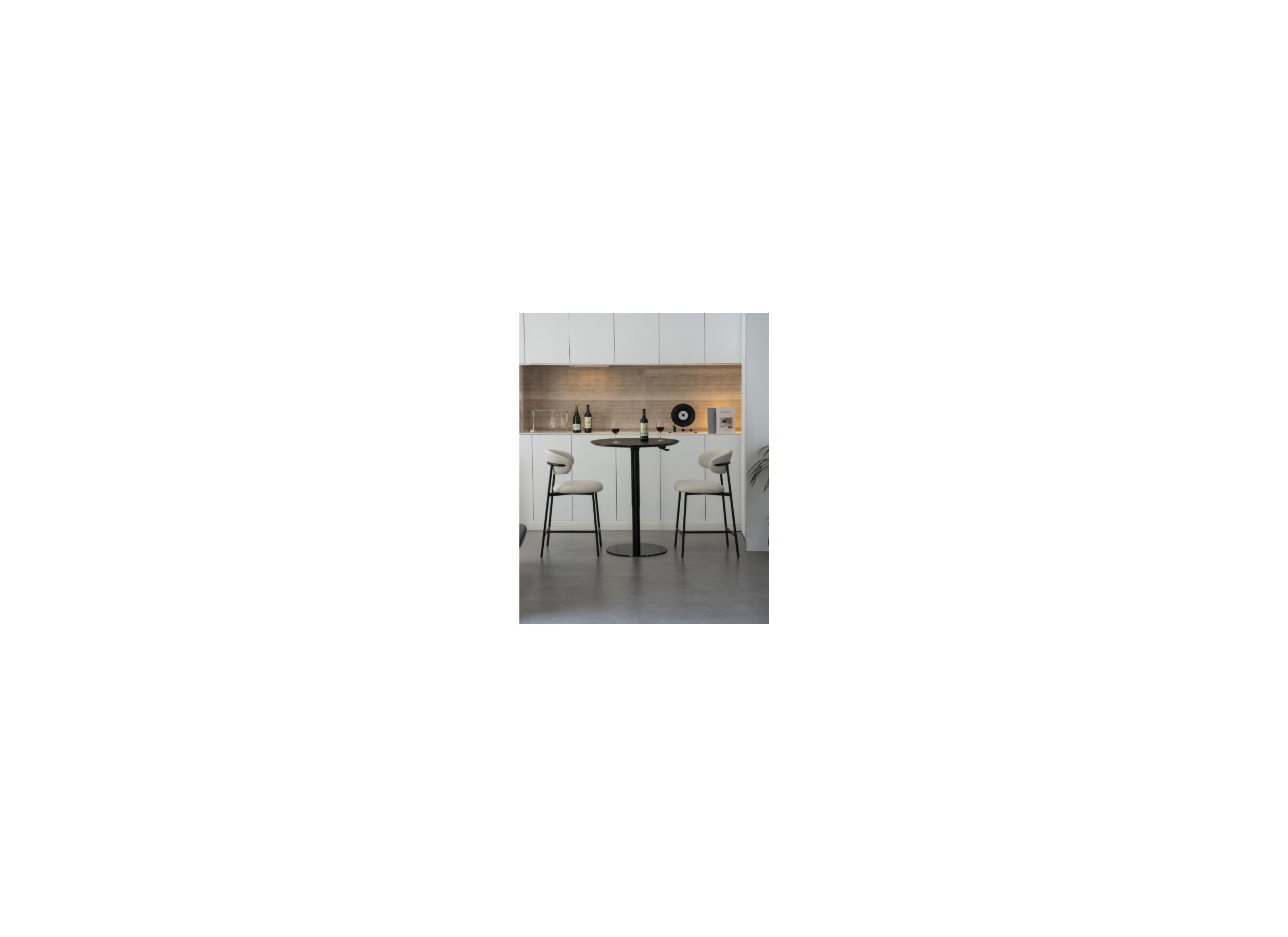 Foto ambiance - Chaise de bar Luke 2.0 HA65cm - bouclé - blanc