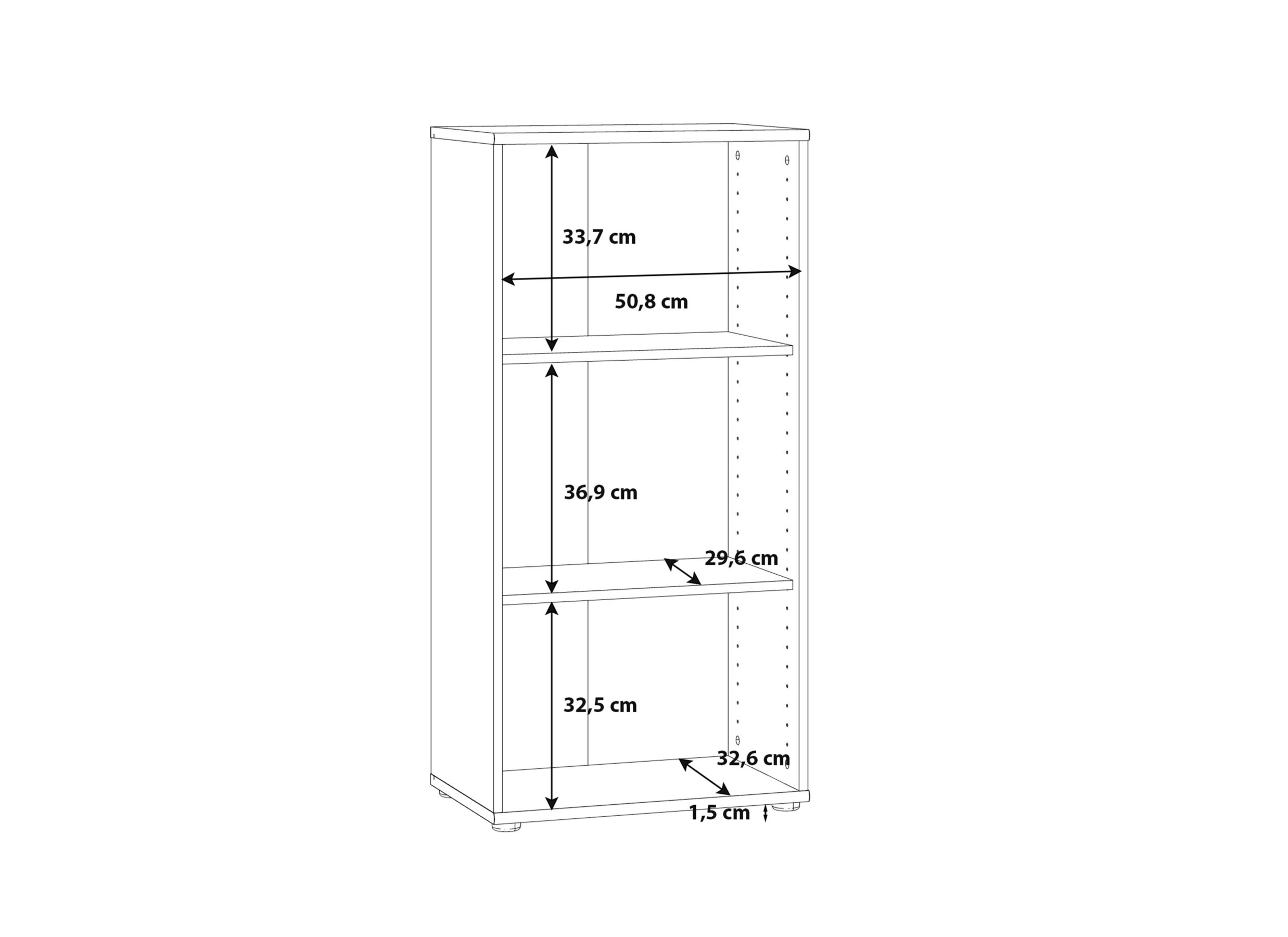 Dimensions - Bibliothèque Topic 54x35x111cm - décor - blanc
