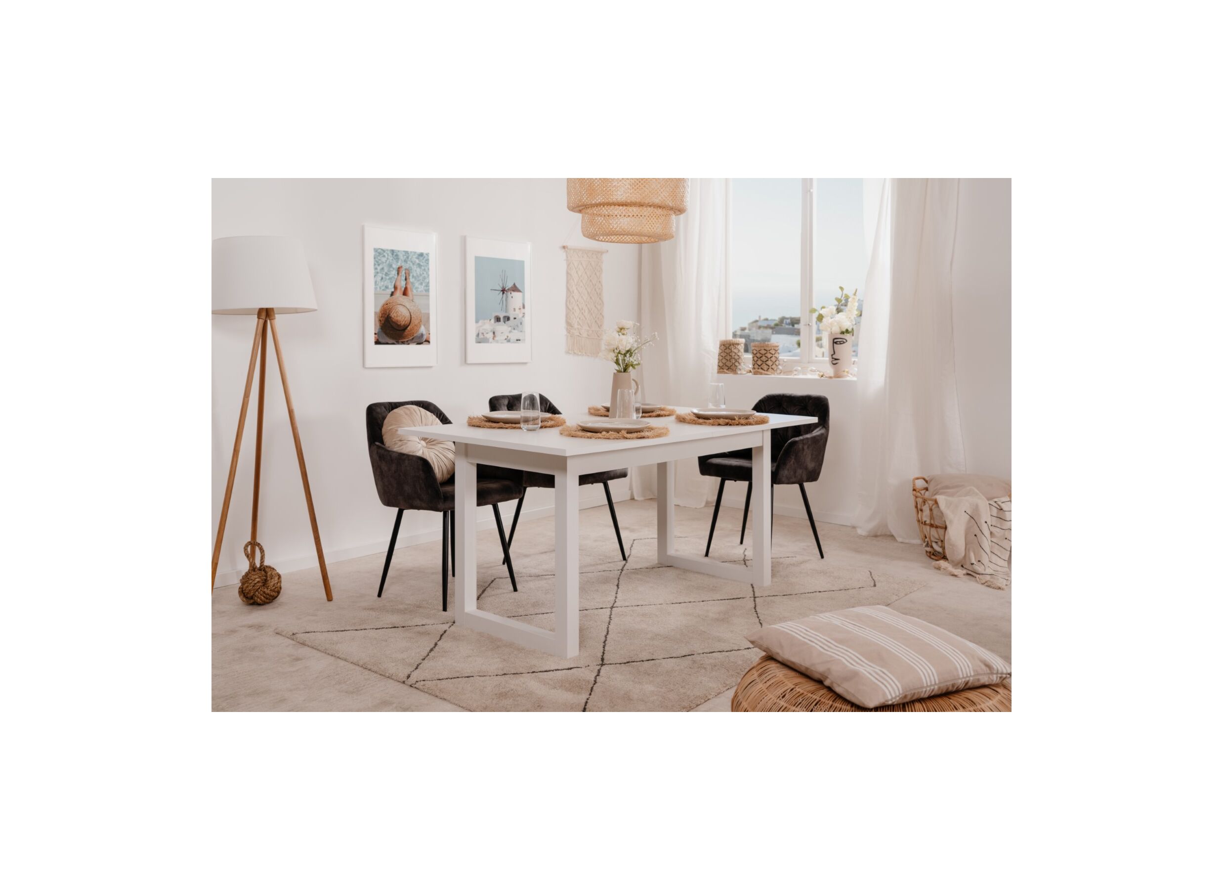 Tafel Denver 160/200x90cm - spaanplaat - wit