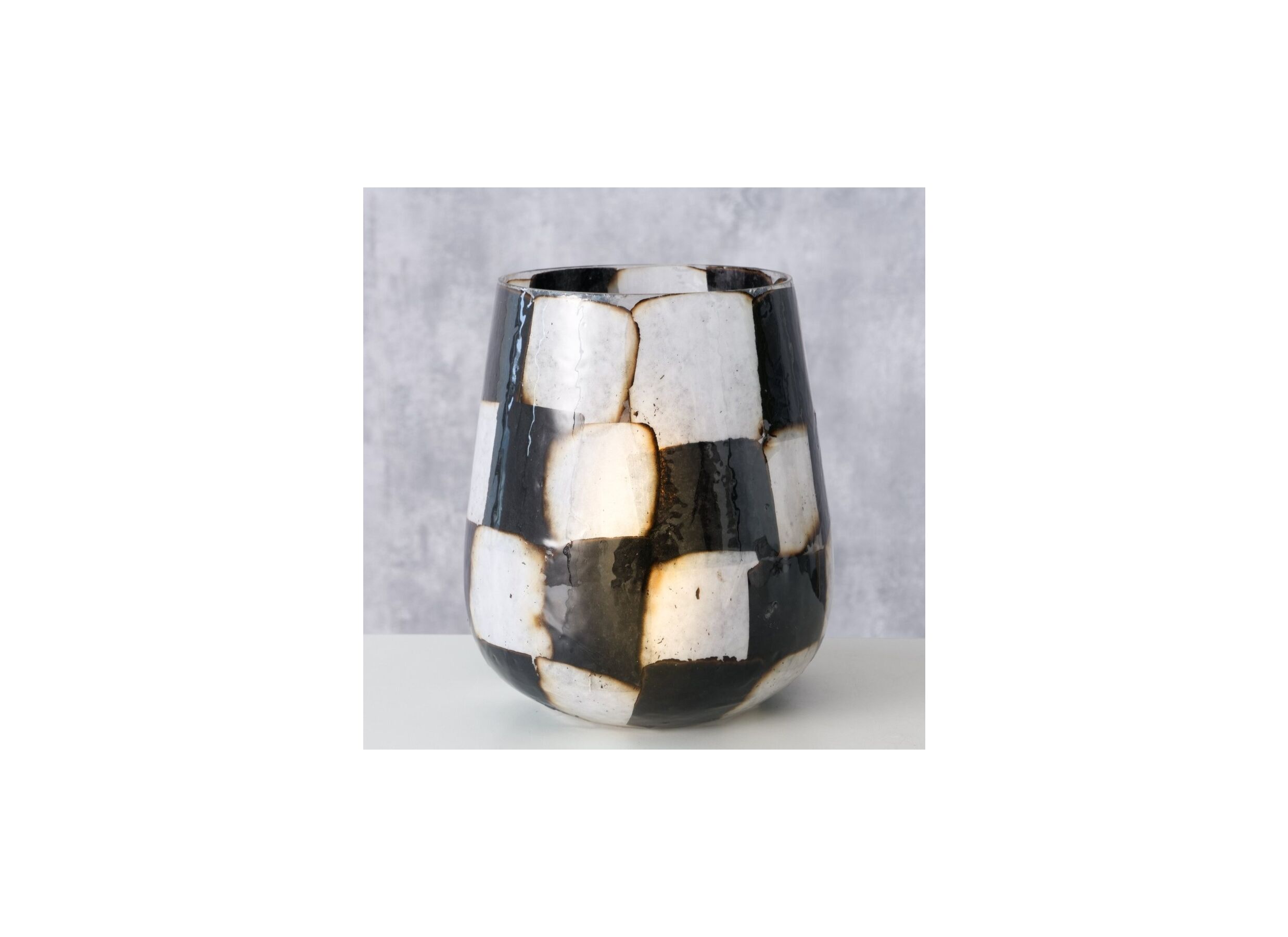 Foto ambiance - Porte-bougie Medo H14,5cm - verre - noir/blanc