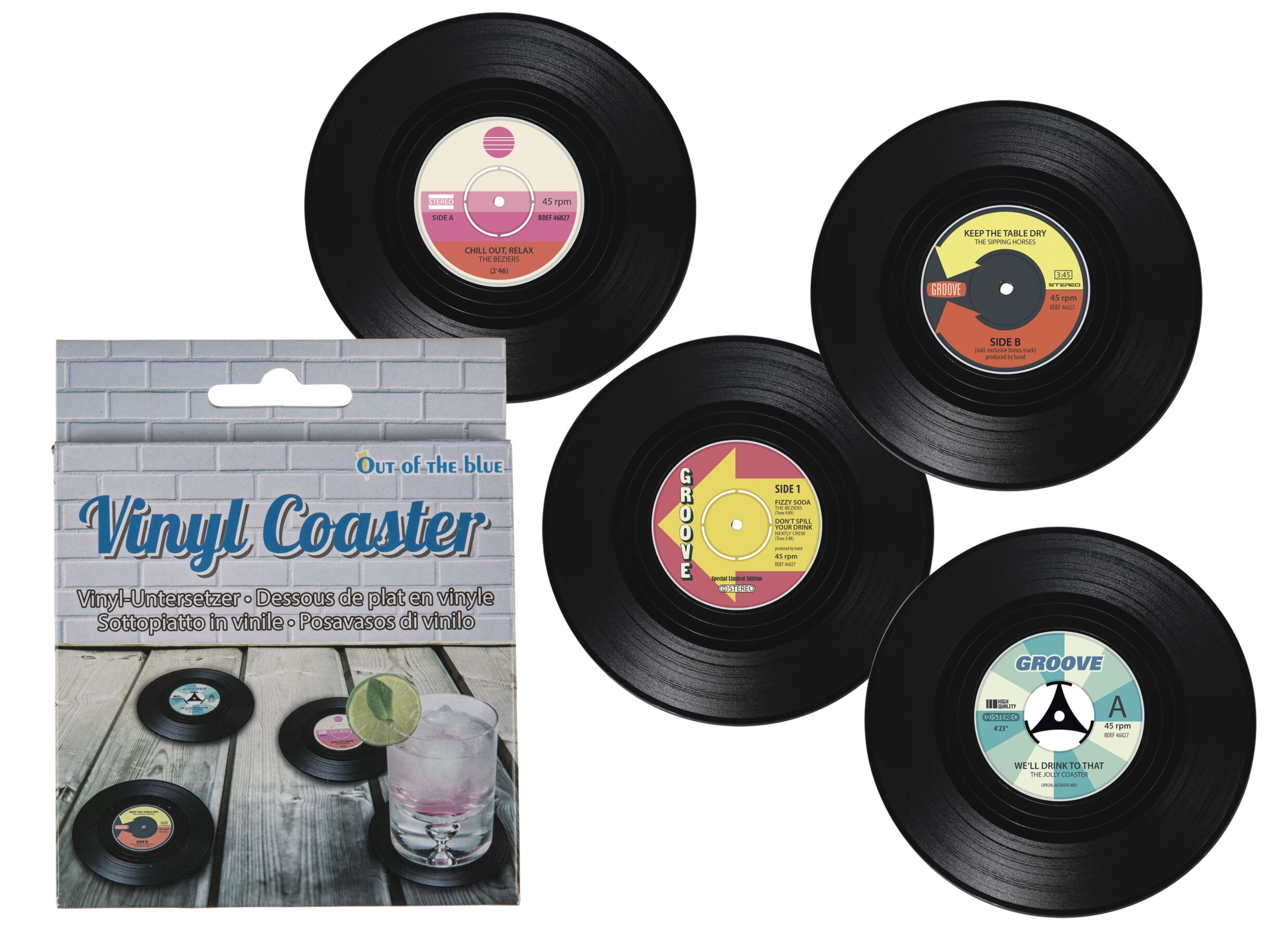 Onderzetters voor glazen Vinyl Ø11cm set van 4
