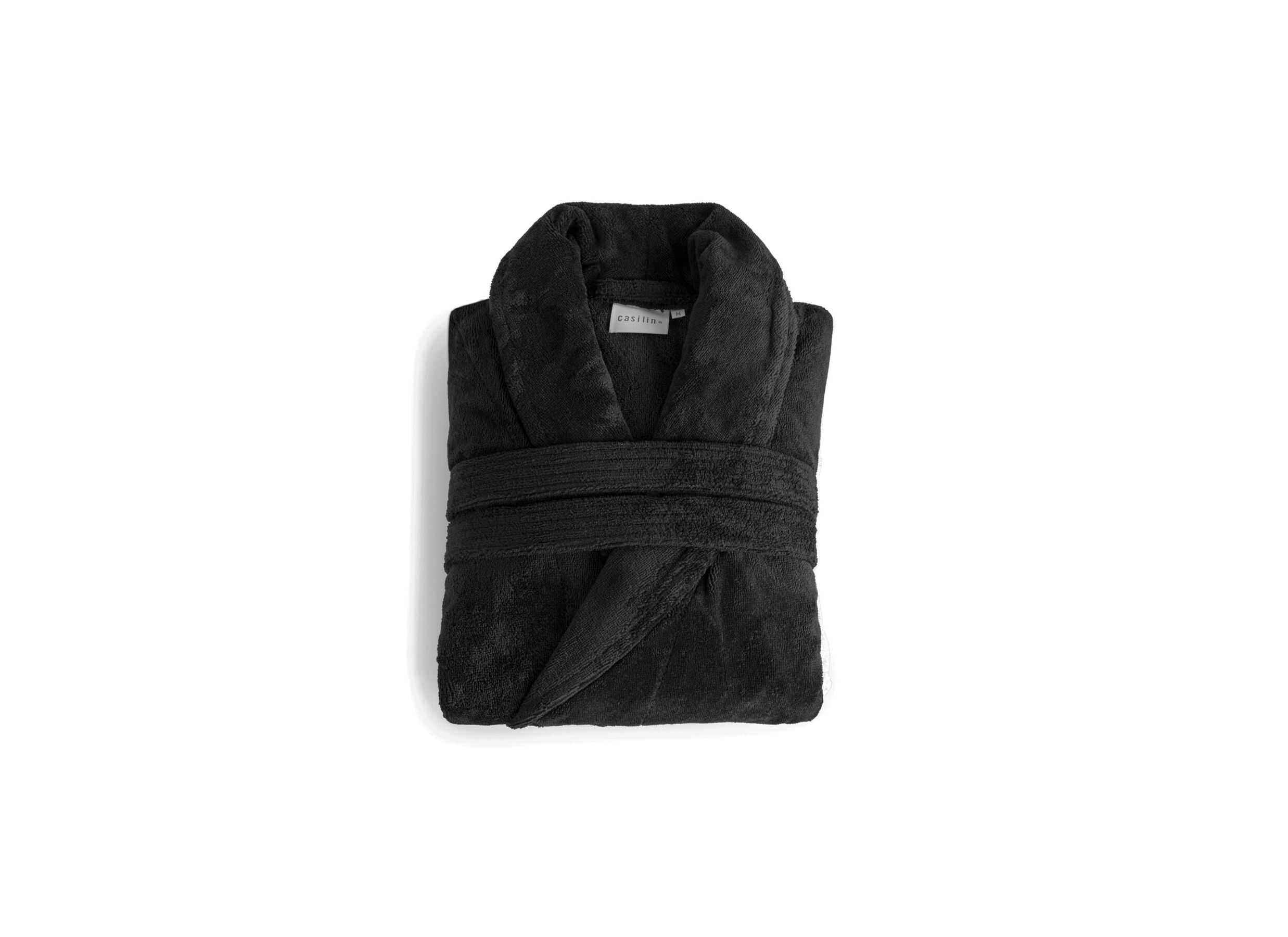 Badjas L flanel zwart