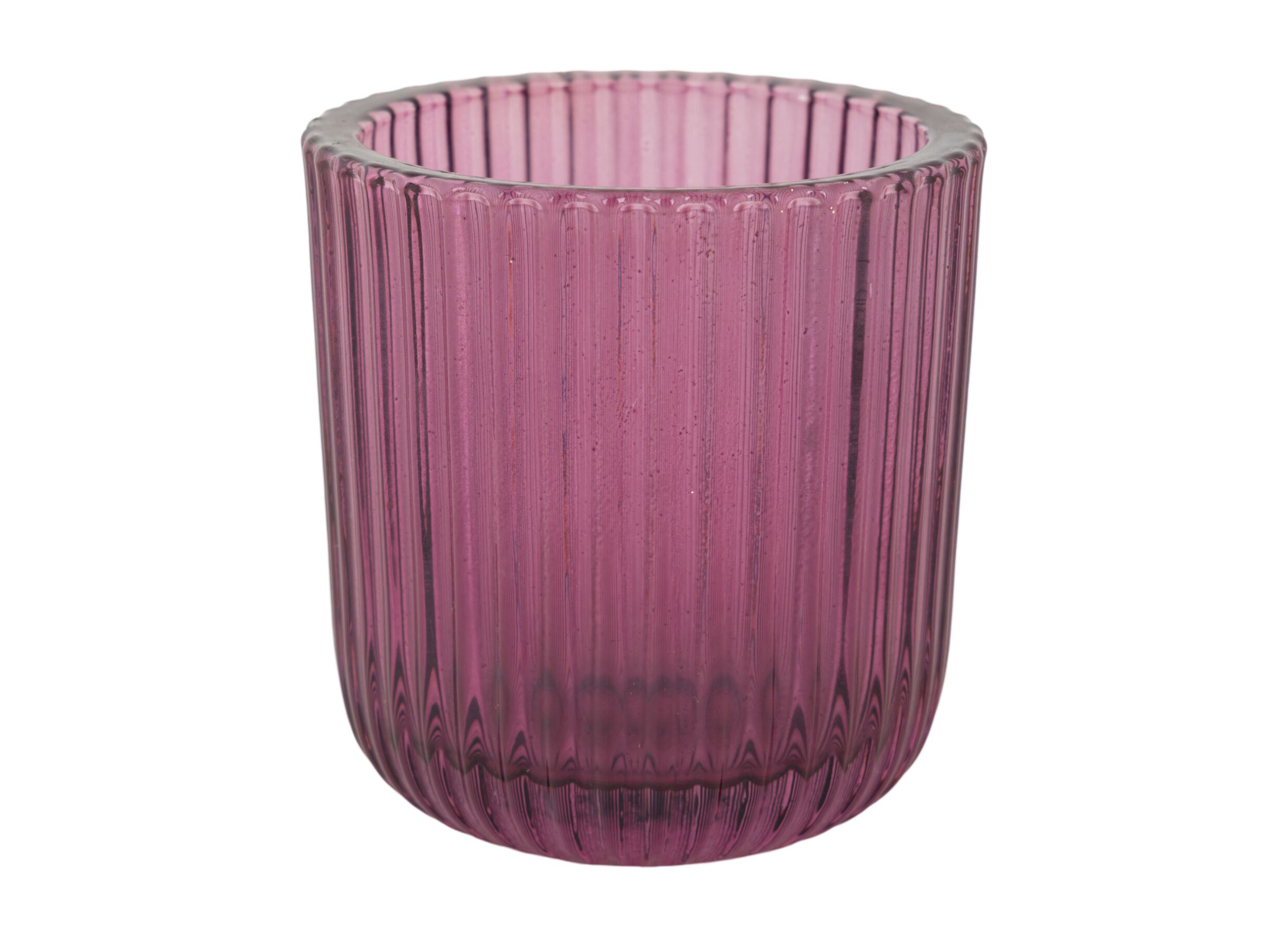 Theelichthouder Ribs Ø9x9cm - glas - paars - Photophore Ribs Ø9x9cm - verre - pourpre