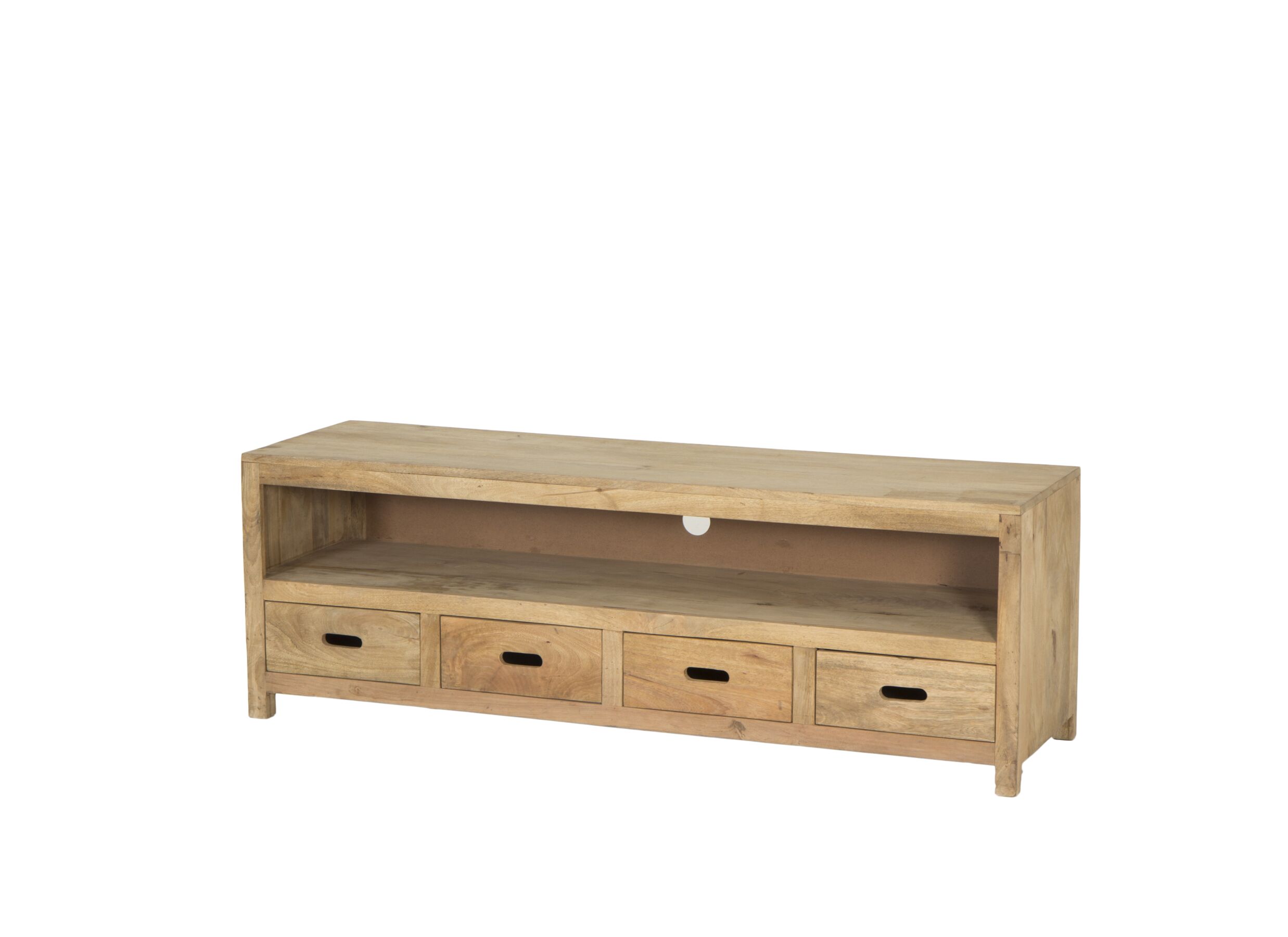 Meuble TV Ploutos 165x48cm - manguier massif - naturel