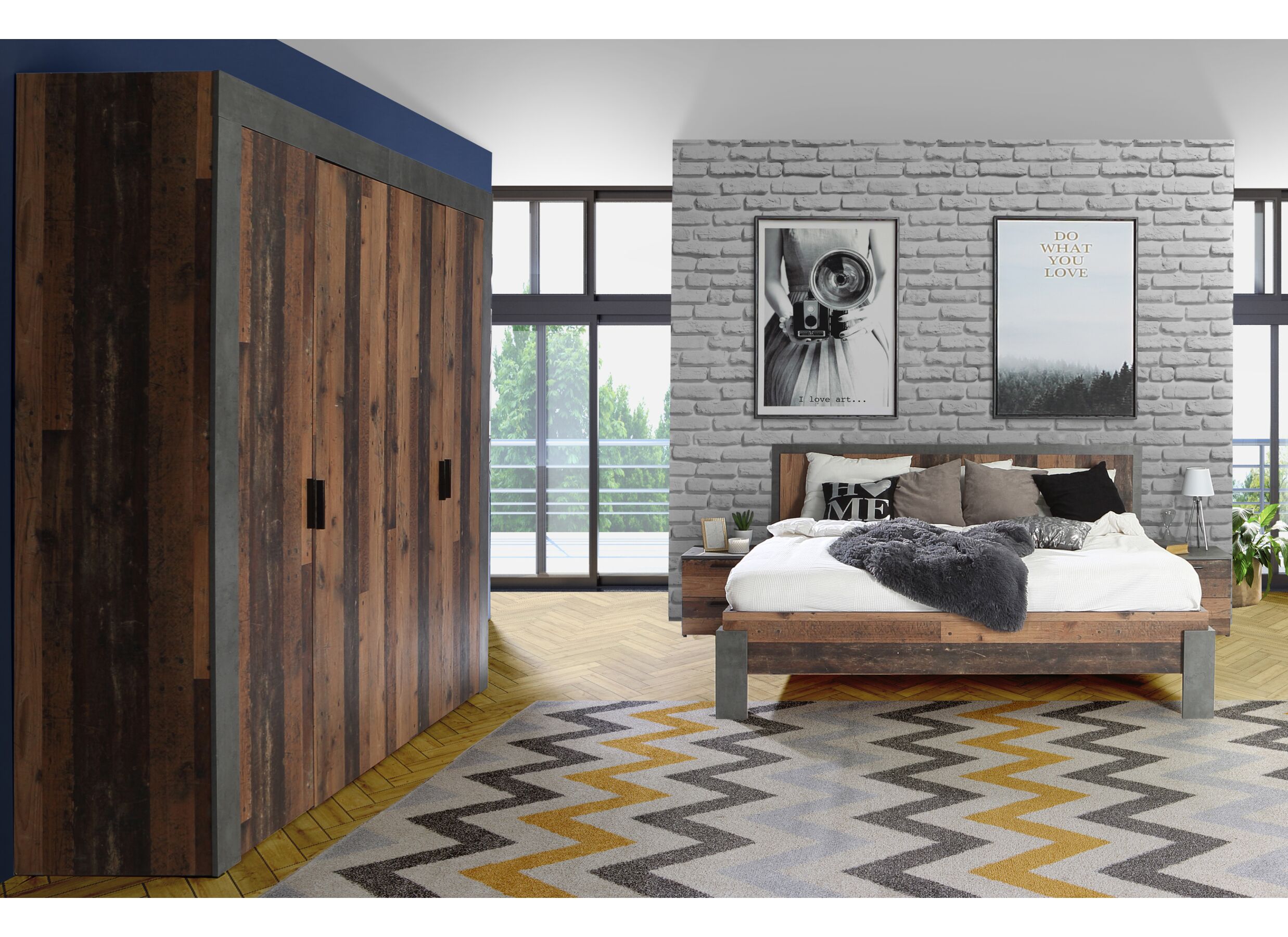 Chambre à coucher Attaylar avec lit 160x200cm - armoire 230cm