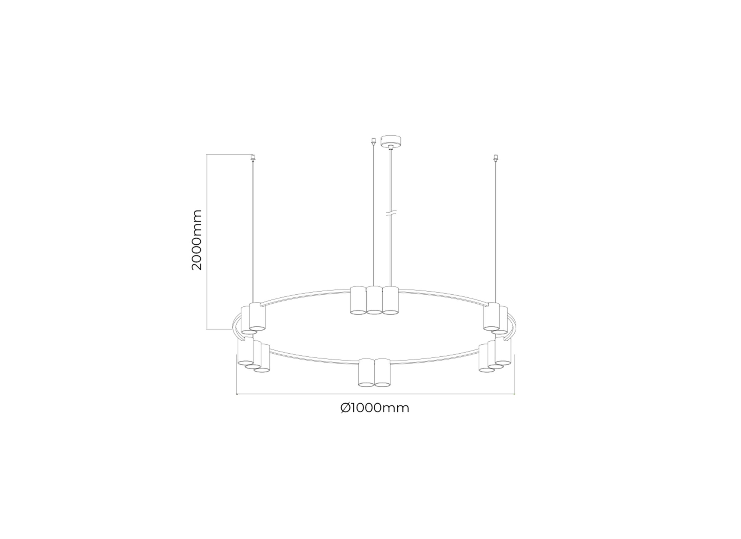 Dimensions - Suspension Ø100cm 15xGU10 - aluminium - bronze