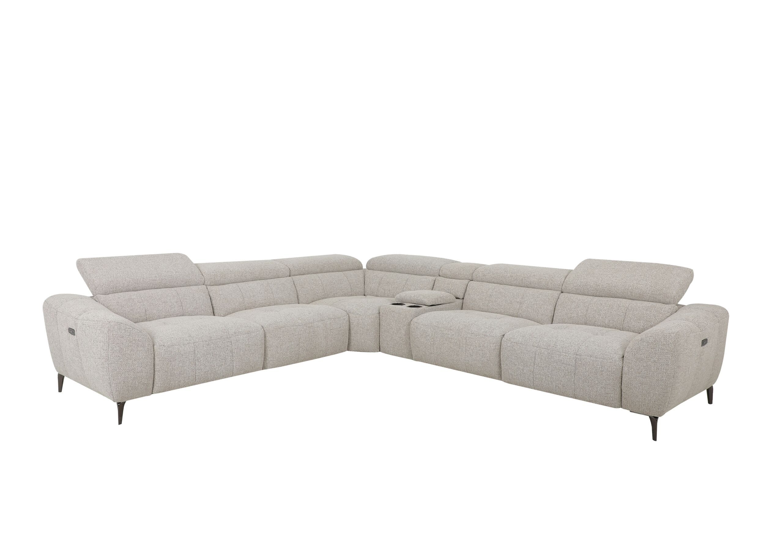 Plus Important - Canapé d'angle Talk 295x327cm - tissu - mink avec relax