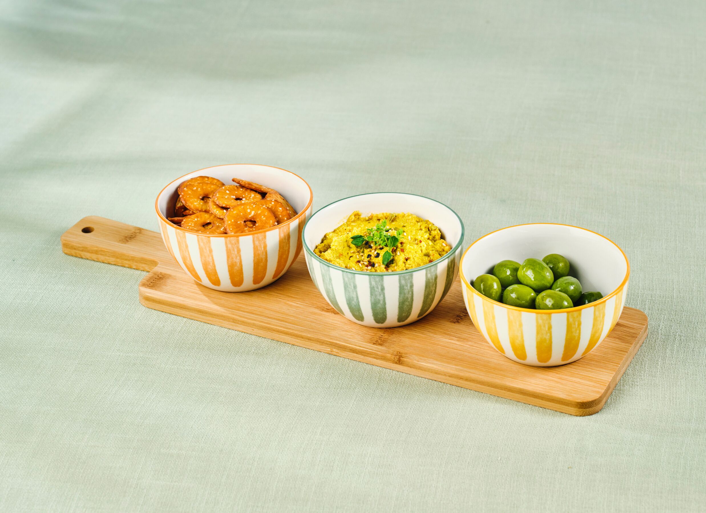 Foto ambiance - Set apéritif Cora 45,2x12cm - porcelaine & bambou - multicolor