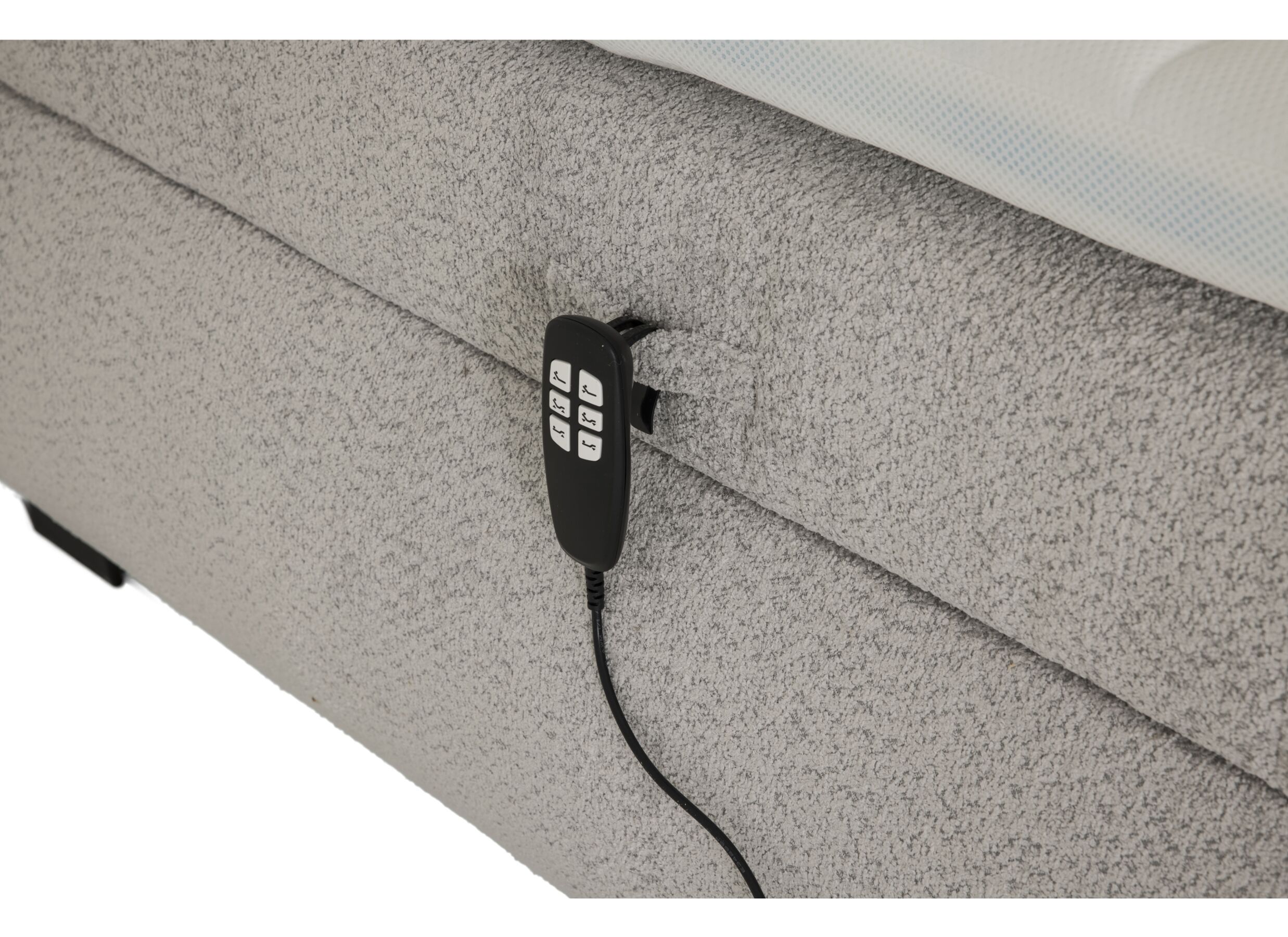 Detail - Boxspring Reynosa 180x200cm avec rangement/électrique tissu argent