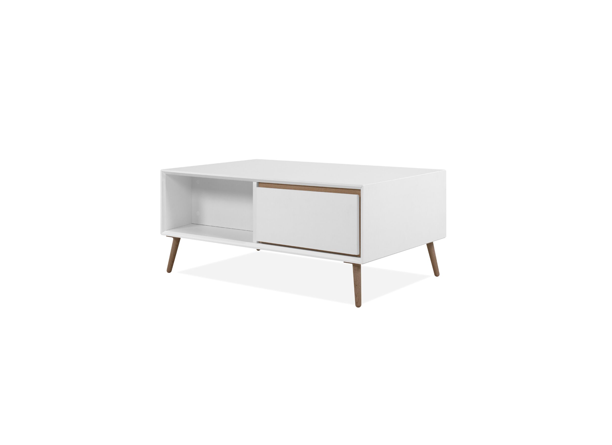 Aperçu - Table basse Arona 94x55cm avec rangement - mélamine - blanc
