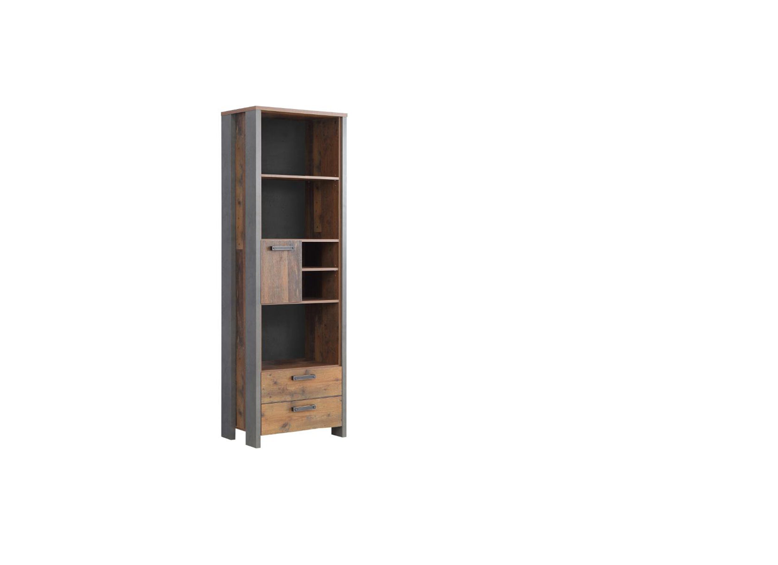 Bibliothèque 67x42x205cm - Bibliothèque Clif 67x42x205cm - panneau décor - old wood/béton