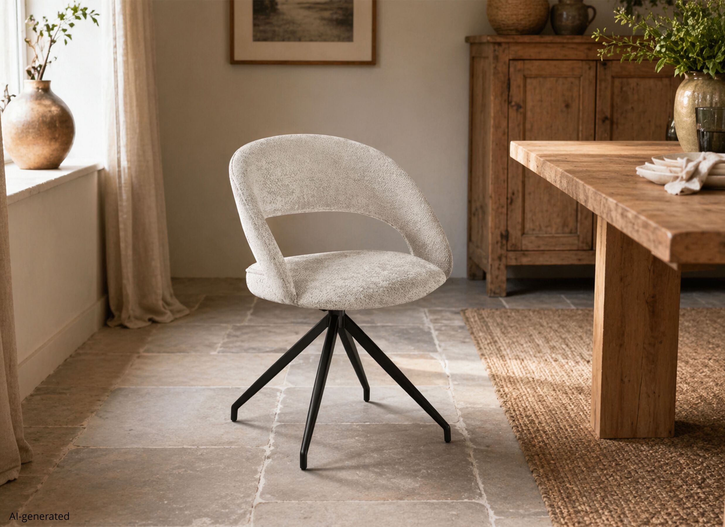 AI Generated - Chaise Indy Movie 58x60x85cm - tissu - naturel