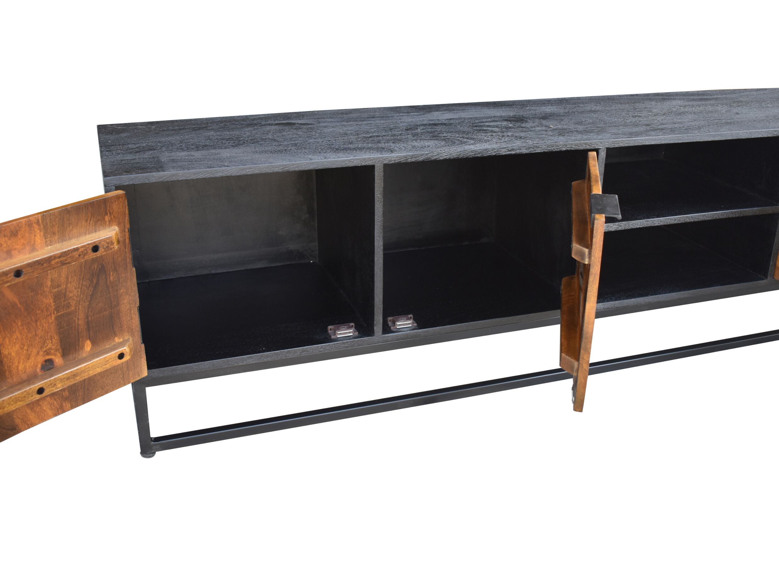 Detail - Meuble TV Pando 180cm - manguier massif - naturel & noir