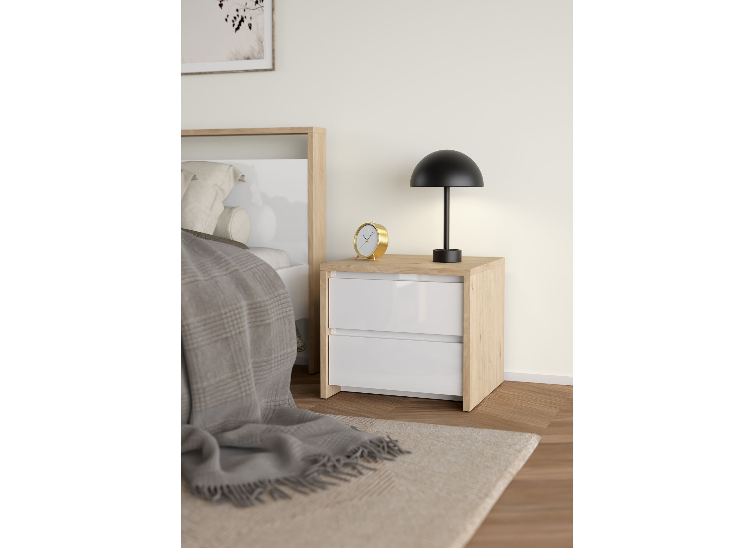Sfeerfoto - Nachtkastje Next 52x48H46cm - decor - wit & jackson hickory