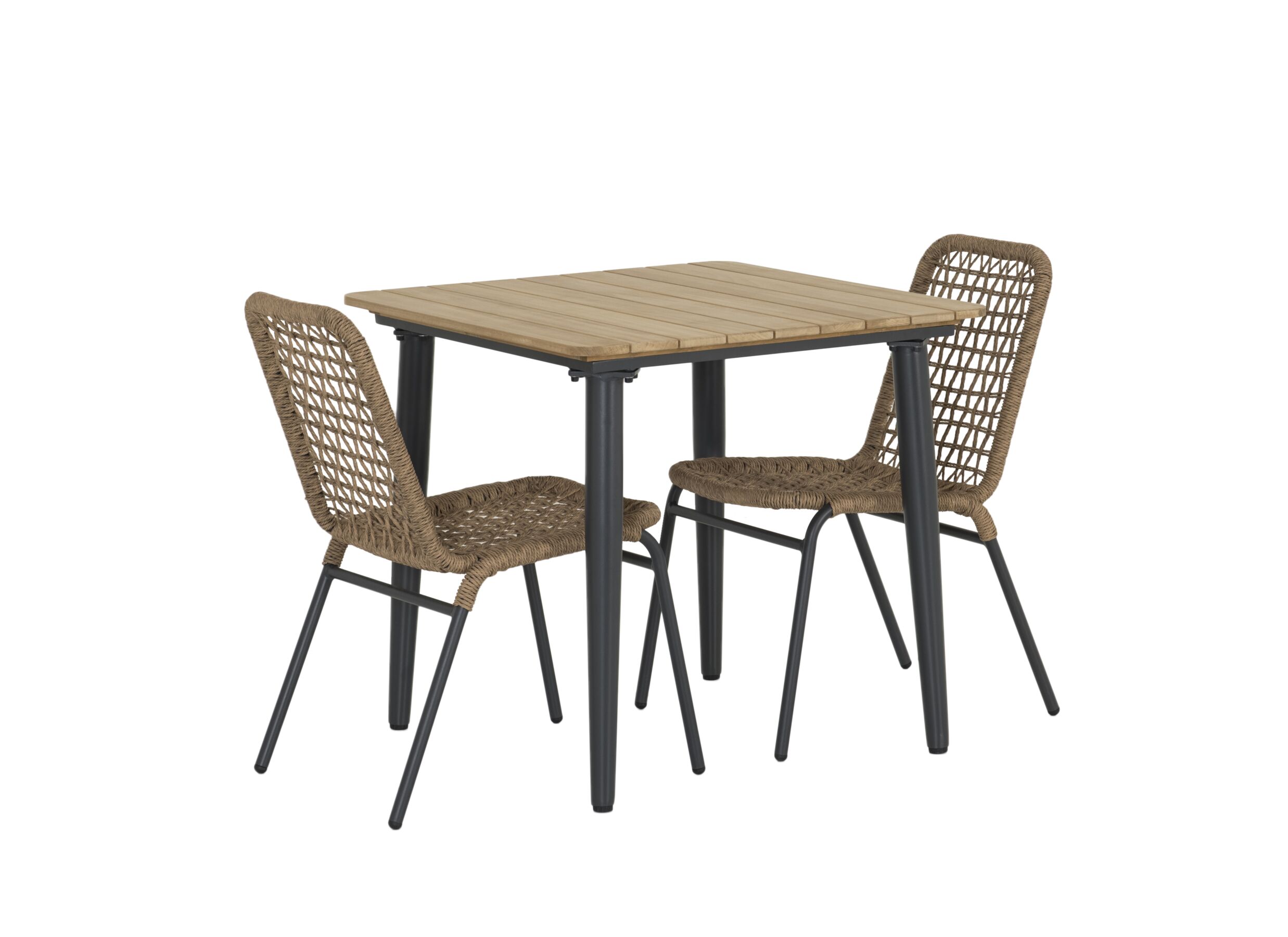 Photo ensemble - Table Brisk 80x80cm - teck massif & aluminium - naturel