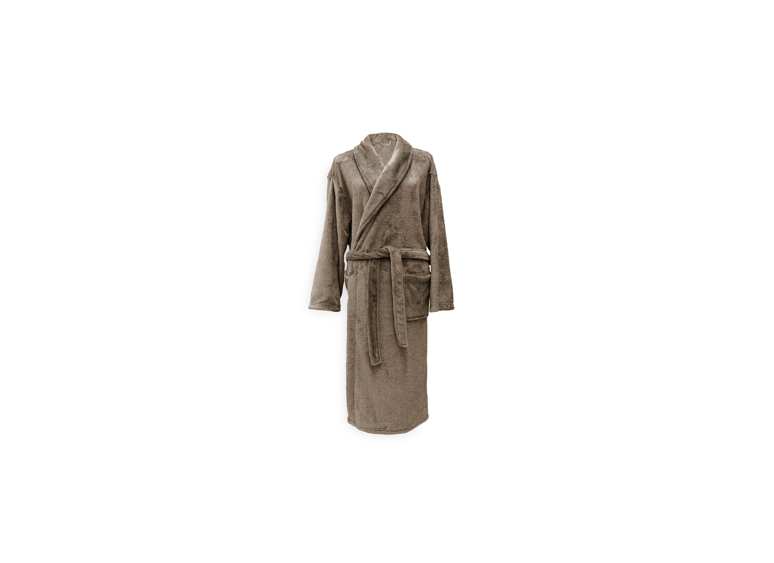 Badjas L flanel taupe